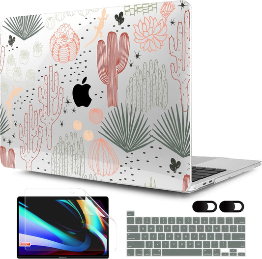 MEEgoodo Case for MacBook Pro 13 inch, Laptop Hard Shell Case with Keyboard & Camera Cover, Cacti