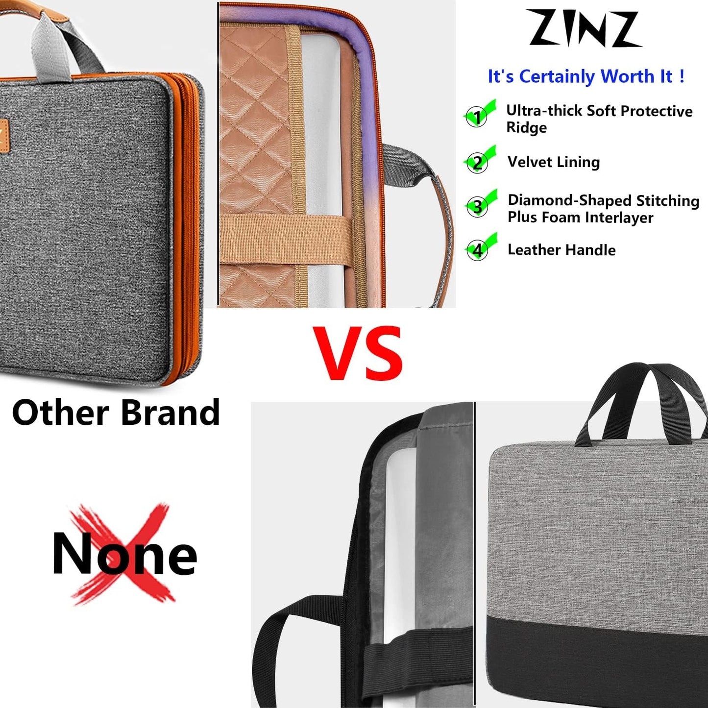 ZINZ Slim Expandable Laptop Case 15.6 Inch Sleeve Upgraded Protective Durable Recycled Carrying Case Compatible with MacBook 15" & 16" and Most 15" 15.6" 16" Notebook,D01G02