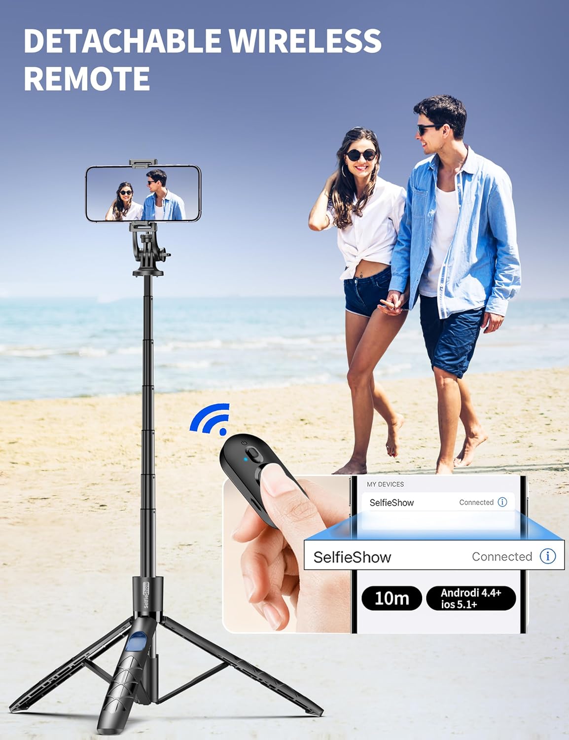 Aluminum 71" Phone Tripod with Remote, Extendable & Compatible with iPhone 15/14/13/Android/Camera