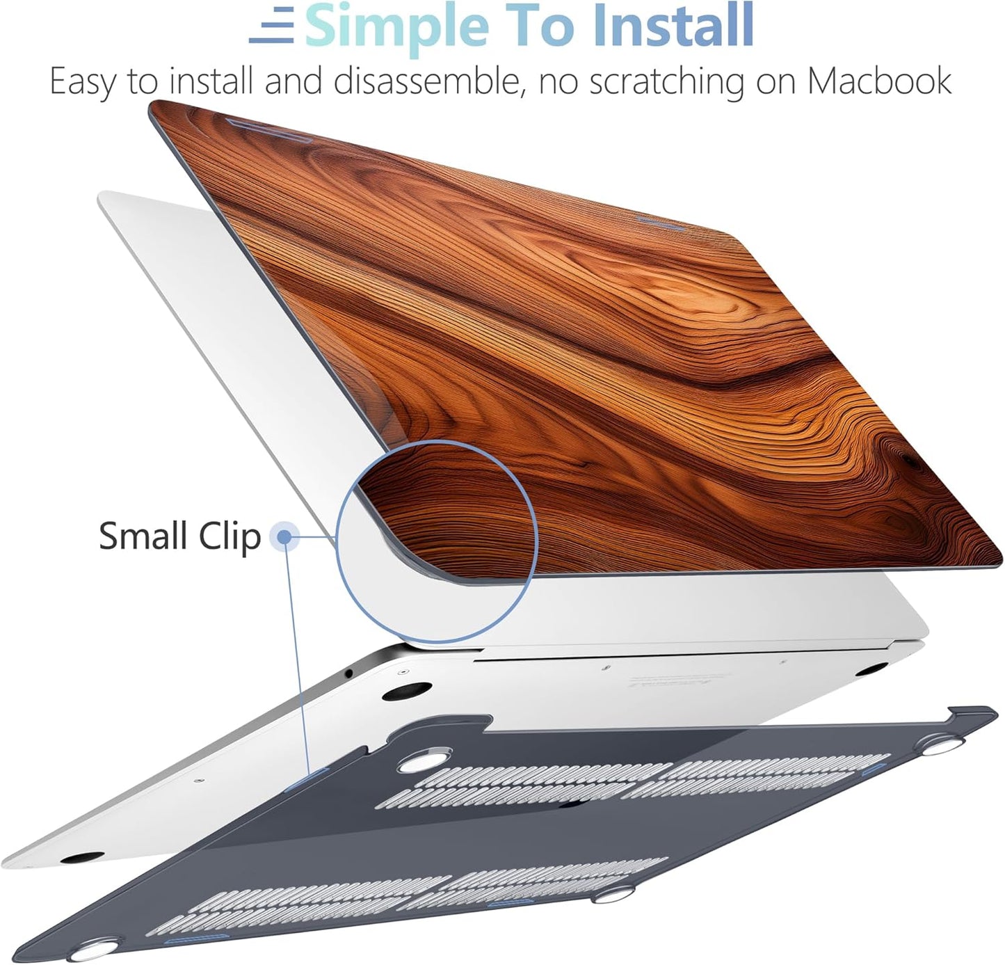 MEEgoodo for MacBook Air 13.3 inch Case 2021 2020 2019 2018 A2337 M1 A2179 A1932, Laptop Shell for MacBook Air M1 with Keyboard Webcam Cover & Trackpad Film & Type C Adapter,Tree Rings