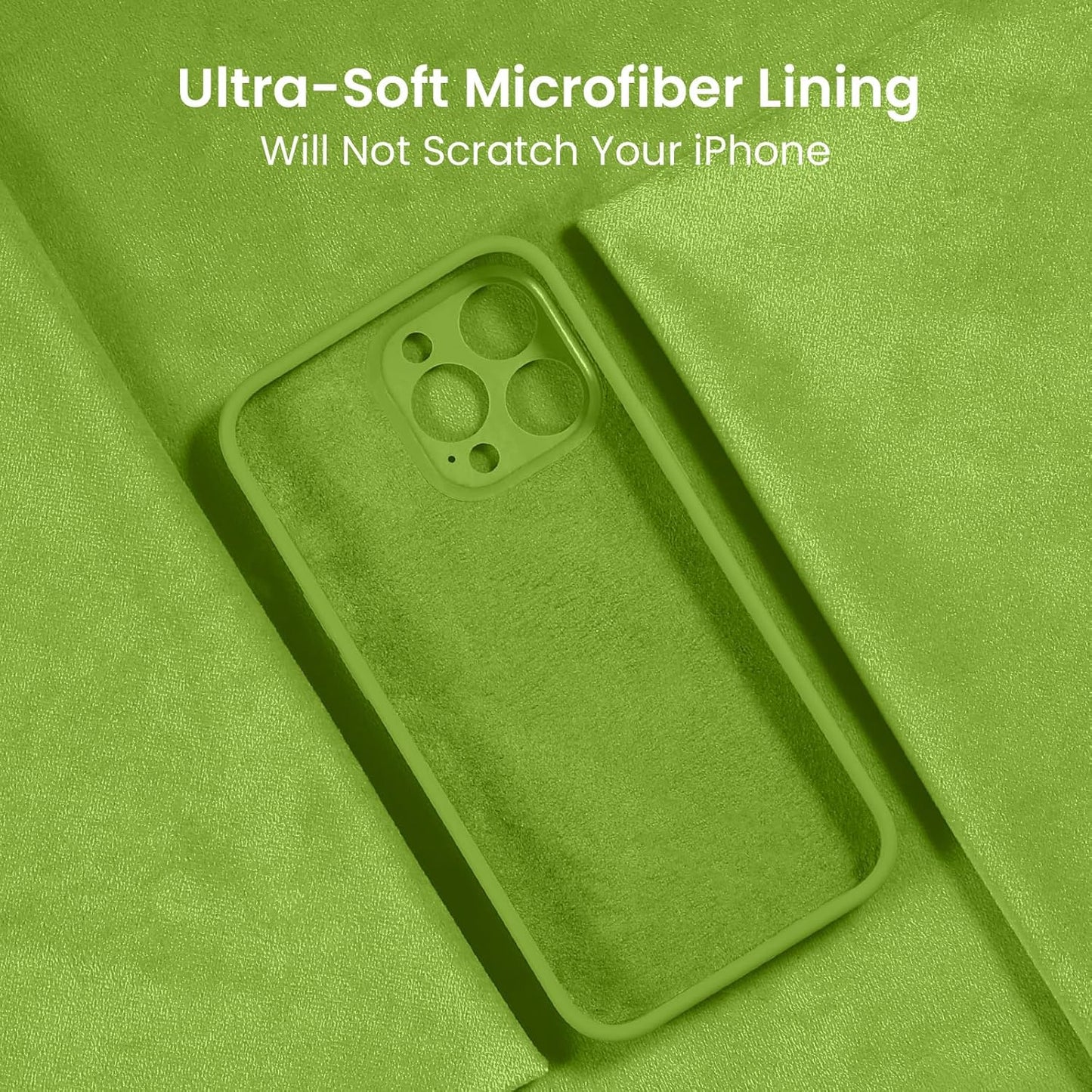 FireNova Designed for iPhone 15 Pro Max Case, Silicone Upgraded [Camera Protection] Phone Case with [2 Screen Protectors], Soft Anti-Scratch Microfiber Lining Inside, 6.7 inch, Sprout Green