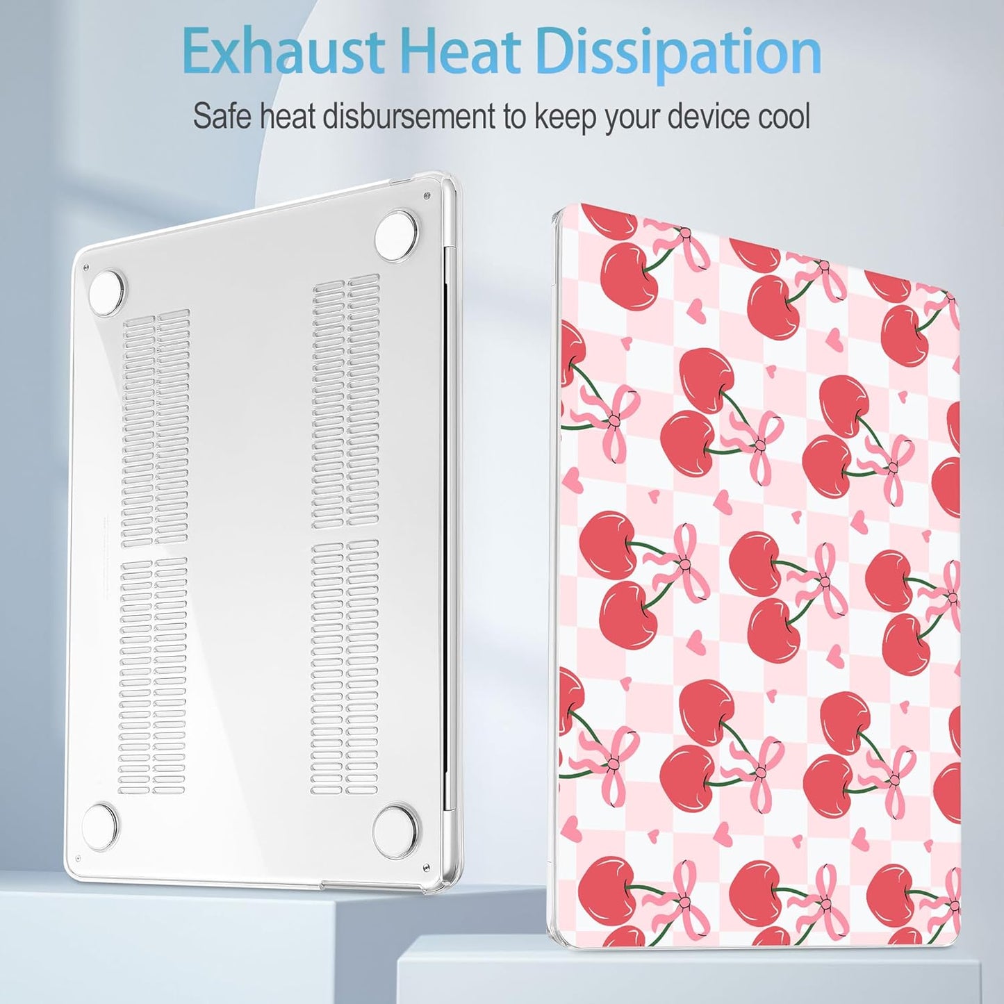 Mektron for 2025 M4 MacBook Air 13.6 Inch A3240 Case Fits 2023 A2681 M2 2024 A3113 M3 Chip with Liquid Retina Display Touch ID, Printed Plastic Hard Shell for MacBook Air 13.6", Cherries Bows C353