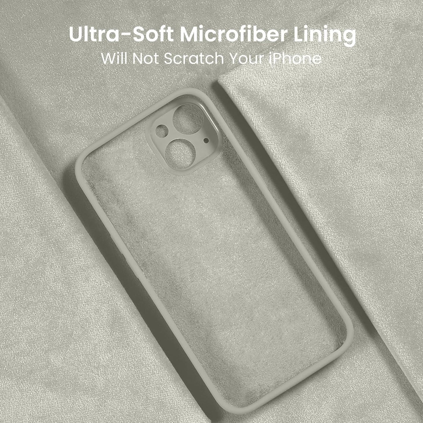 FireNova Designed for iPhone 15 Case, Silicone Upgraded [Camera Protection] Phone Case with [2 Screen Protectors], Soft Anti-Scratch Microfiber Lining Inside, 6.1 inch, Stone