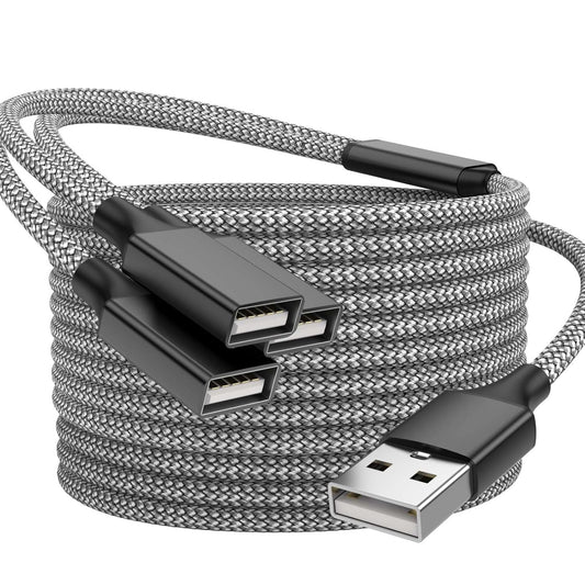 6.6FT USB A Male to 3 Female Extension Cable, USB Splitter 1 in 3 Out Support Charging and Data Transfer for Printer/Keyboard/Flash Drive/PlayStation/Laptop/LED Etc(Black)