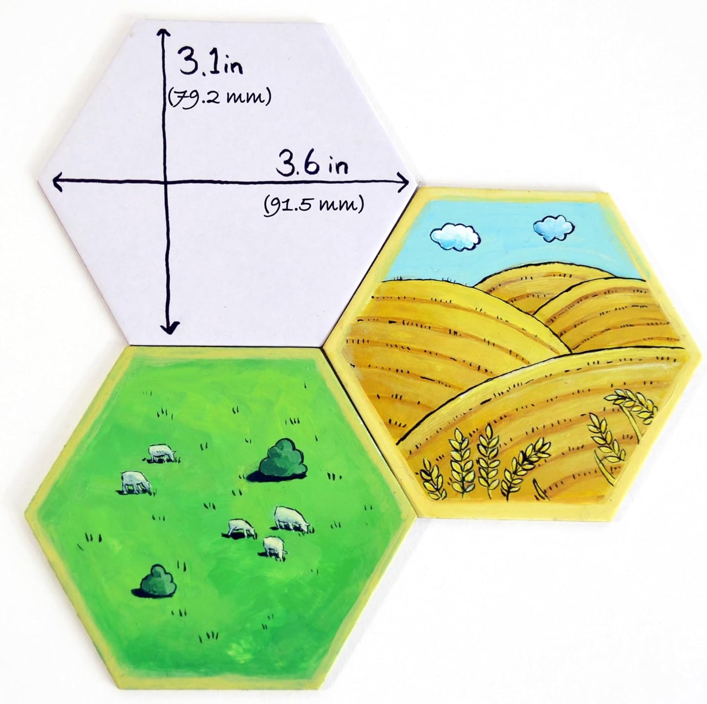 Apostrophe Games Hexagon Board Game Tiles – 20Pcs Large Game Board Pieces – Blank Game Board Chits, Same Size as Settlers of Catan – Create Your Own Custom Tiles