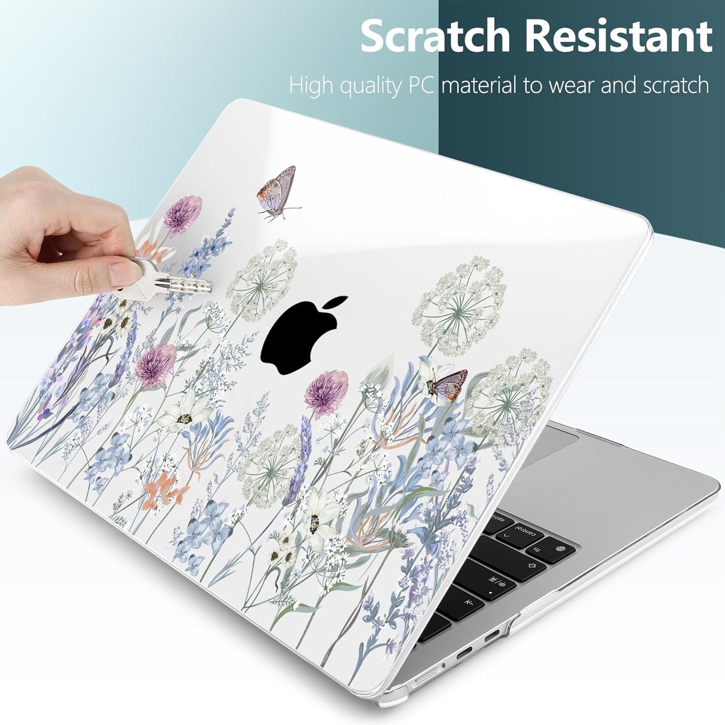 TWOLSKOO Compatible with M4 MacBook Air 15 inch Case 2025-2023 Released Model M4 A3241 M3 A3114 M2 A2941, Plastic Hard Shell & Screen Protector & Keyboard Cover & Type C Adapter, Dandelions