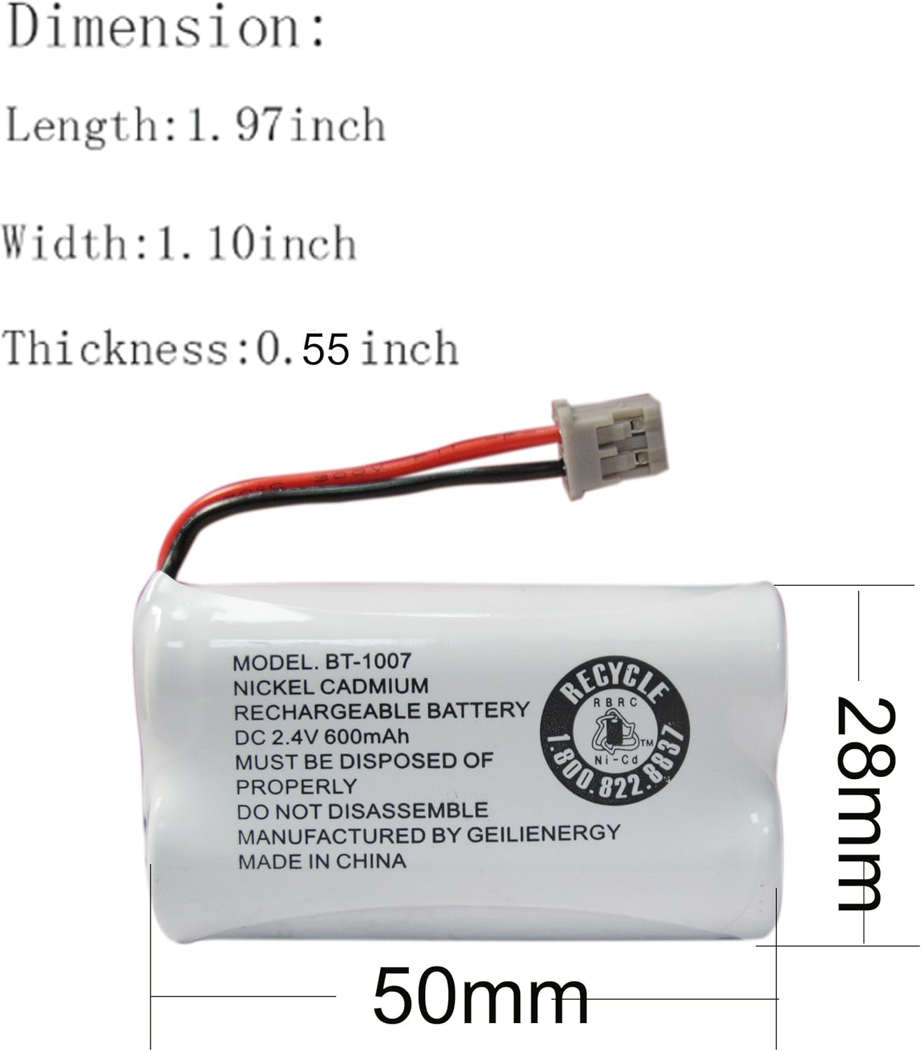 GEILIENERGY BBTY0651101 Battery Compatible with Uniden BT1007 BT-1007 BT904 BT-904 BT1015 BBTY0460001 BBTY0510001 BBTY0624001 BBTY0700001 HHR-P506, HHR-P506A Cordless Phone(4-Pack)