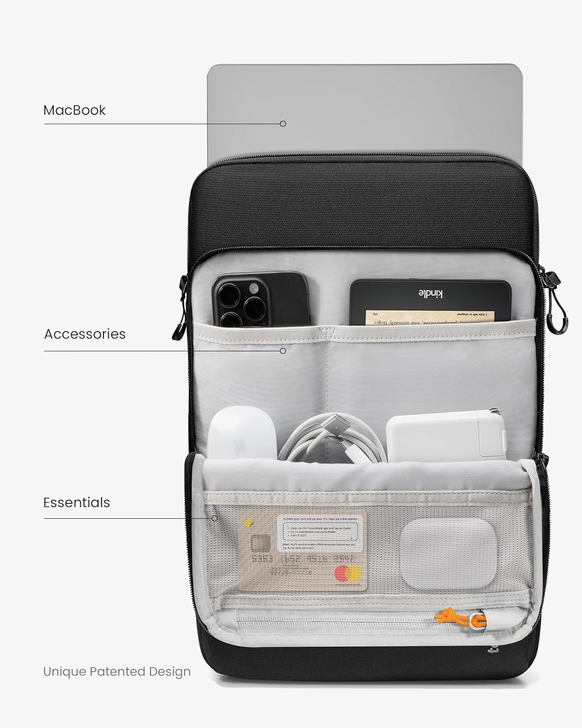 tomtoc 360 Protective Laptop Sleeve Designed for 15-inch MacBook Air M4/A3241, M3/A3114 M2/A2941 2025-2023, 15'' Surface Laptop AI PC/6, Water-Resistant Well-Organized Accessory Sleeve Case