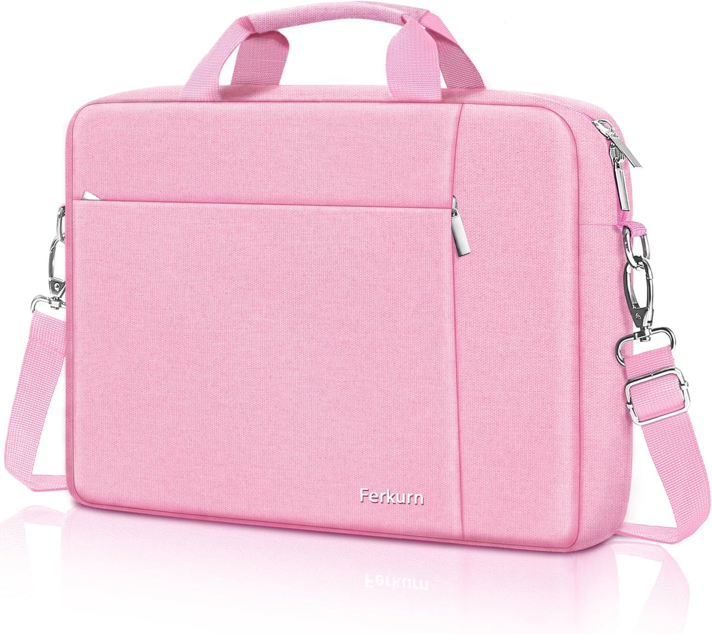 Ferkurn Laptop Bag Case for Women Men Computer Bag Compatible with HP Envy Pavilion Omen/LG Gram/MSI/Dell Inspiron XPS/Lenovo/Acer, Shoulder Strap Carrying Messenger Briefcase, Pink, 15.6 16 Inch