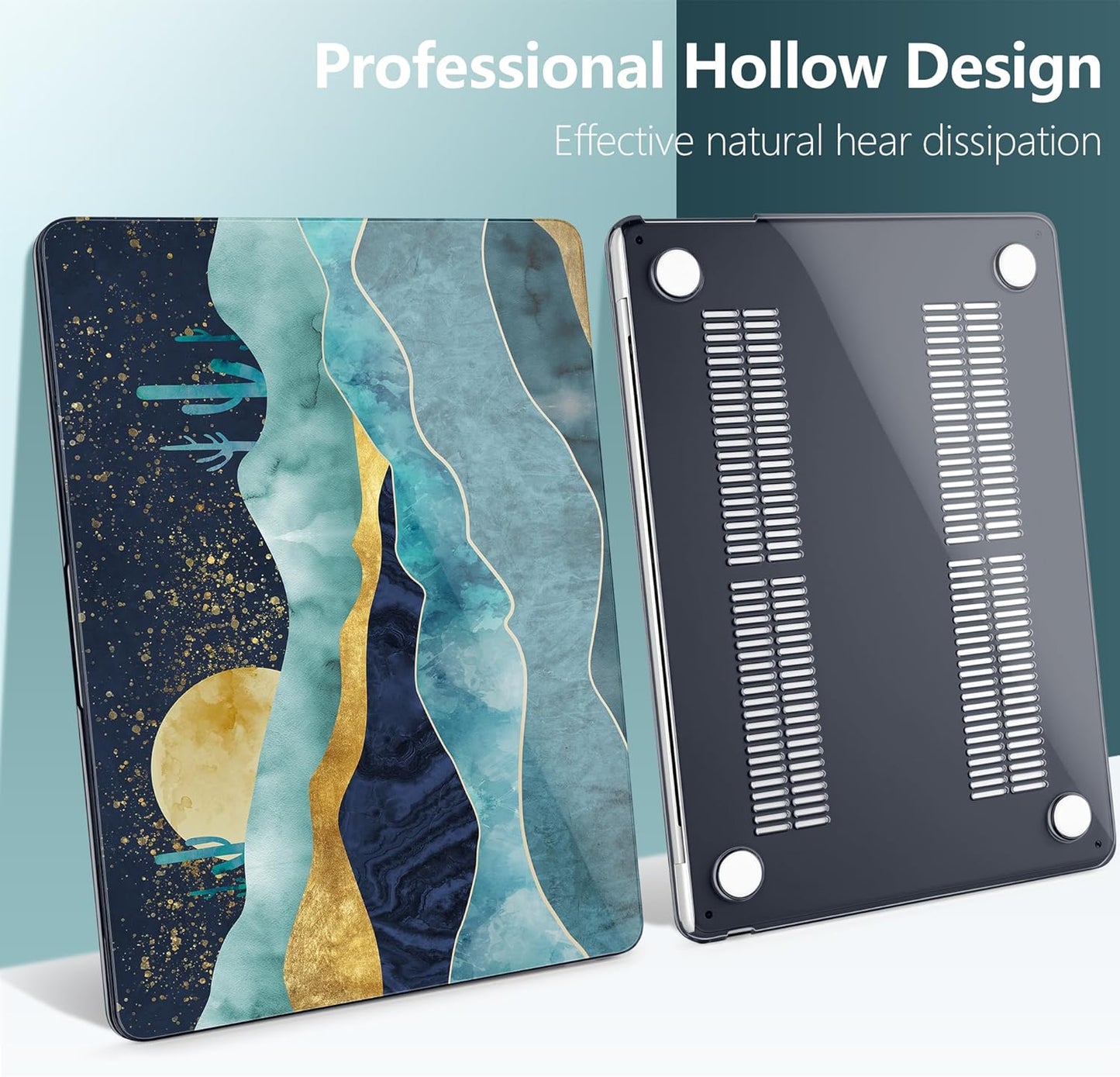 TWOLSKOO Compatible with M4 MacBook Air 13.6 inch Case 2025-2022 Release M4 A3240 M3 A3113 M2 A2681, Plastic Hard Shell & Keyboard Cover & Type C Adapter & Screen Protector, Mountains with Trees