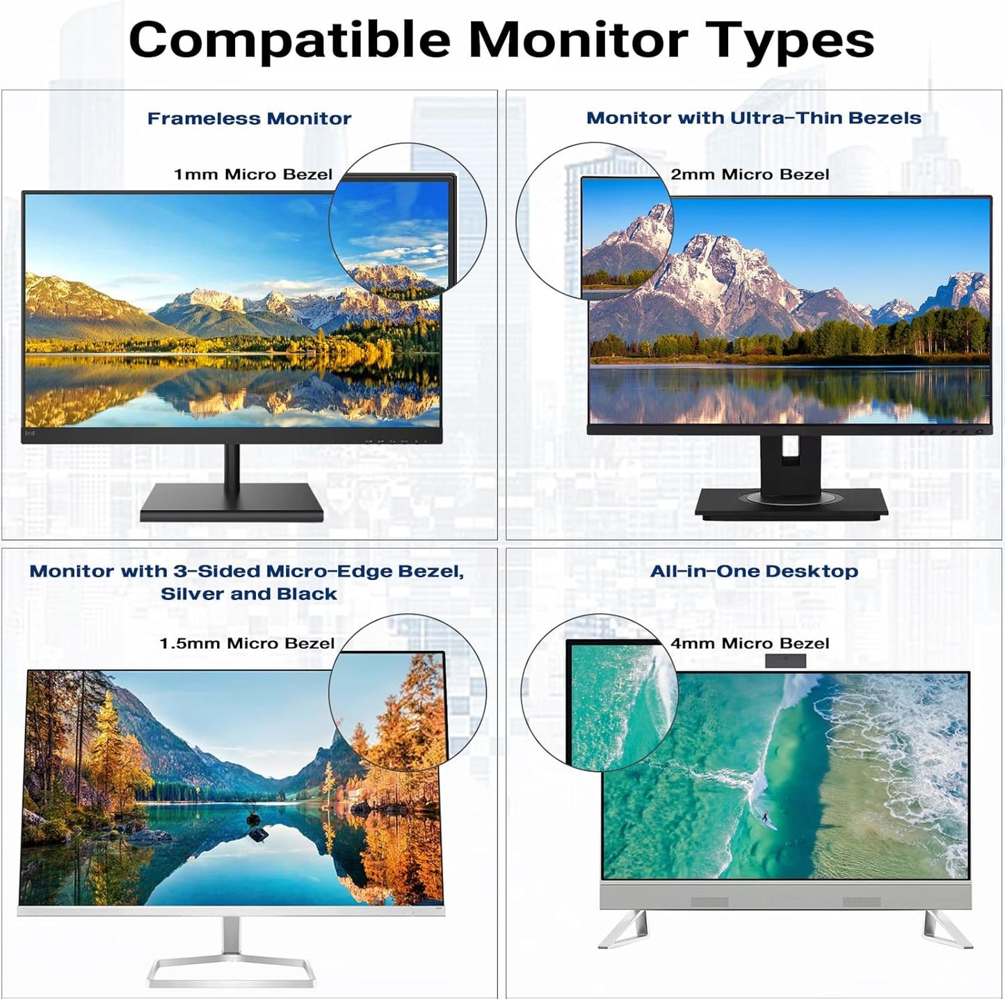 FILMEXT [2 Pack 22 Inch Computer Privacy Screen Filter for 16:10 All-in-One Desktop/Frameless Monitor - Removable Blue Light UV Blocking Privacy Shield for Thin Bezel Computer