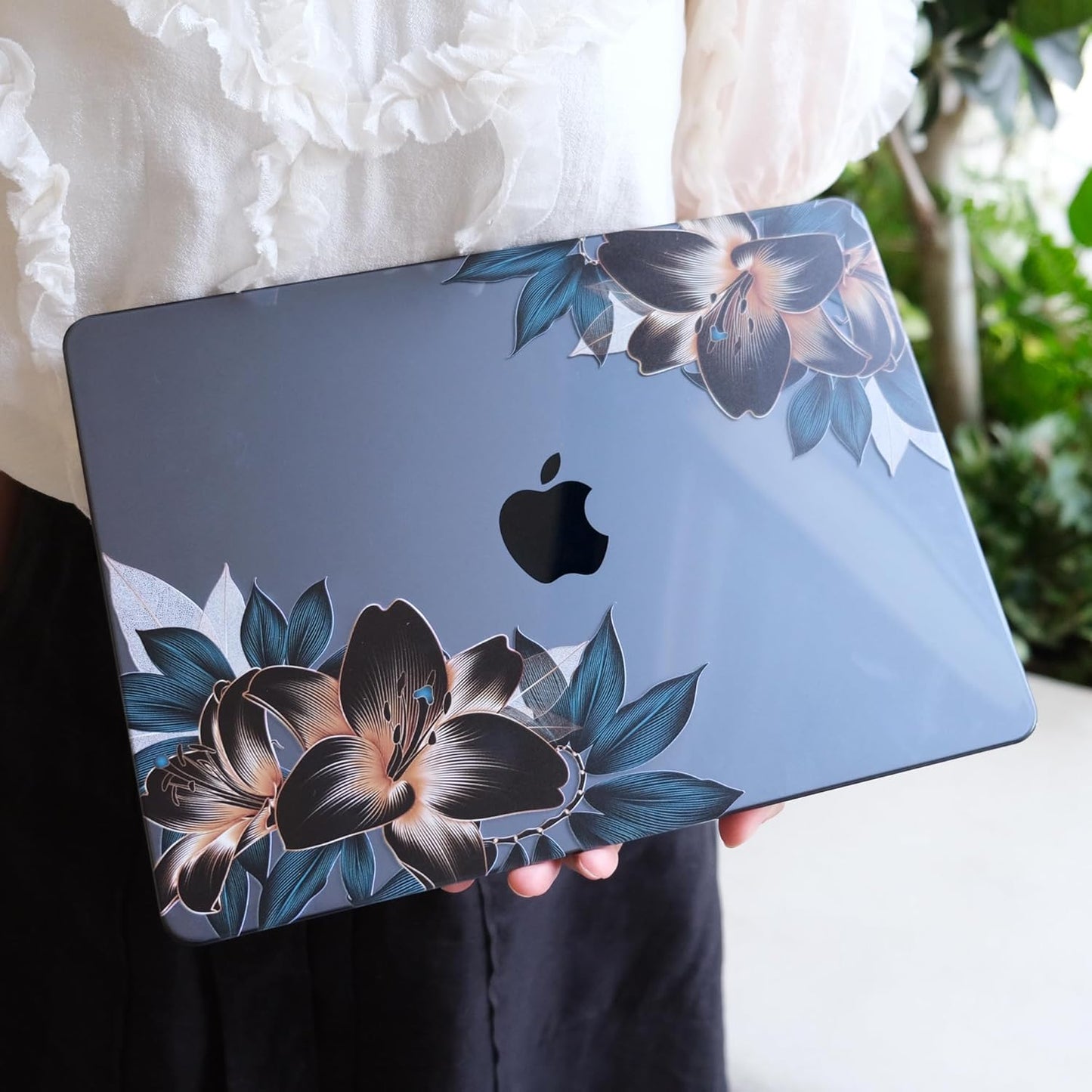 MEEgoodo Case for MacBook Pro 13 inch, Laptop Hard Shell with Keyboard & Camera Cover, Golden Lilies