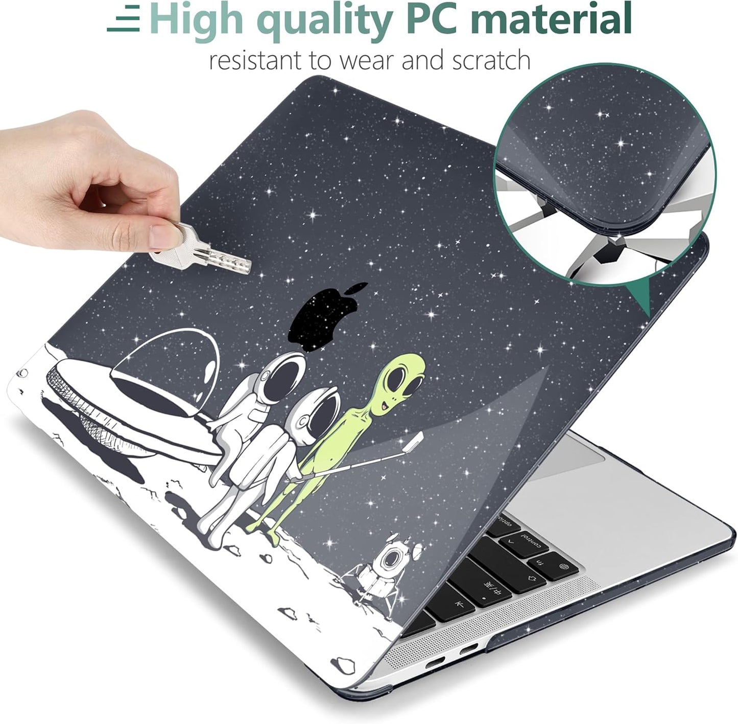 MEEgoodo Case for MacBook Pro 13 inch, Hard Shell Case with Keyboard & Camera Cover, Compatible with 13 inch MacBook Pro A2338 M2/M1 A2251 A2289, Astronauts & Alien Theme