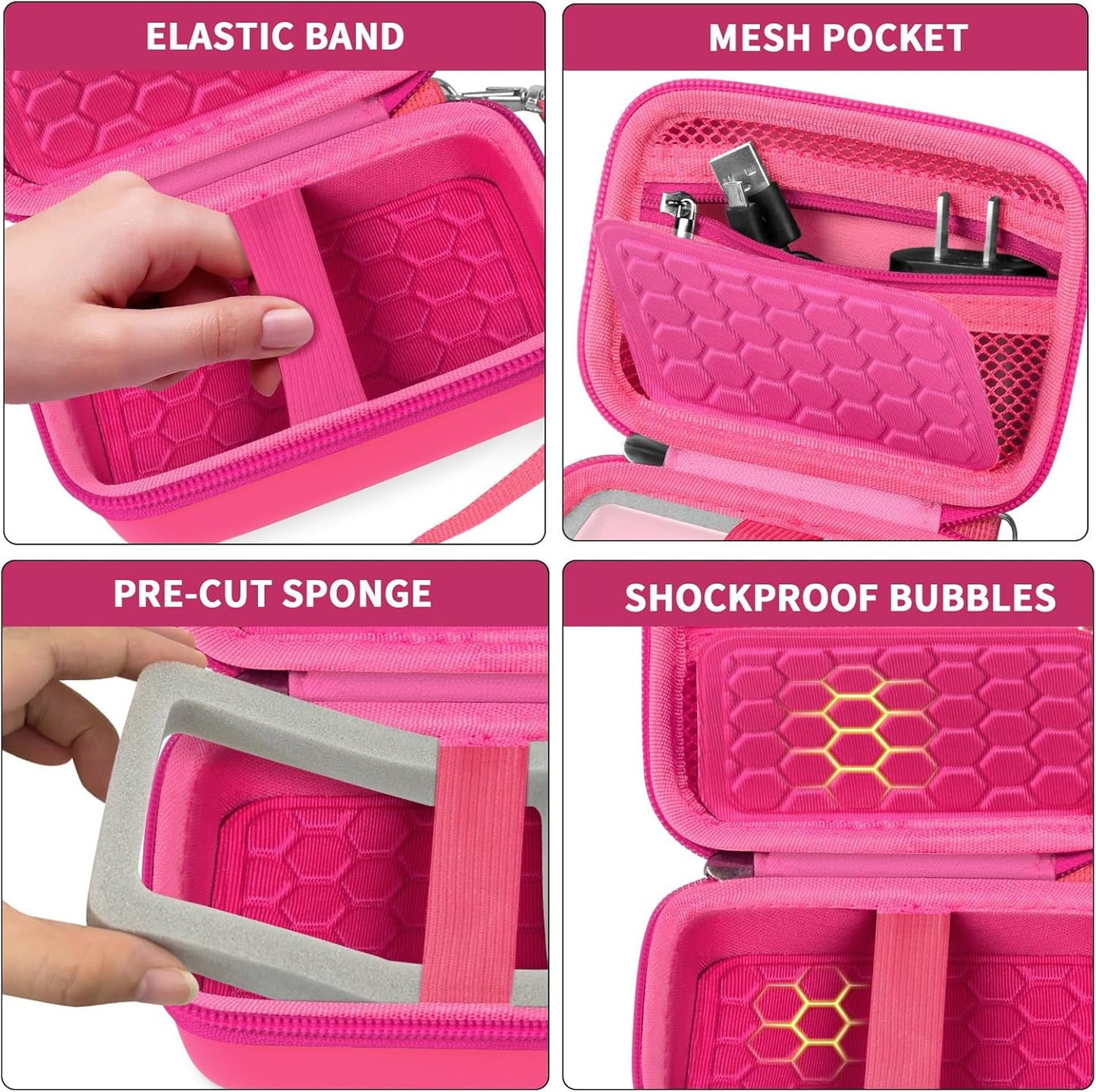 Carrying & Protective Case for Digital Camera, AbergBest 21 Mega Pixels 2.7" LCD Rechargeable HD/Kodak Pixpro/Canon PowerShot ELPH 180/190 / Sony DSCW800 / DSCW830 Cameras for Travel - Bright Pink