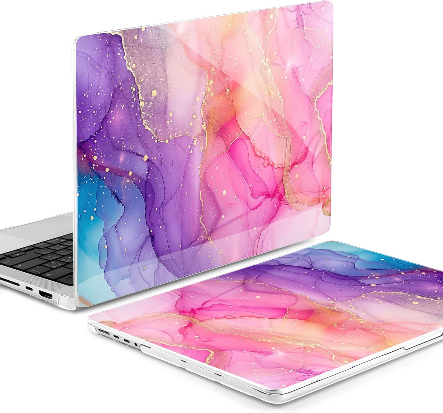 DONGKE for M4 MacBook Pro 16 Inch Case 2024 2023 2021 A3403 A3186 M3 A2991 M2 A2780 M1 A2485 Pro/Max Chip, Plastic Hard Shell Case & Keyboard Cover for Mac Pro 16 with Touch ID, Marble Ink