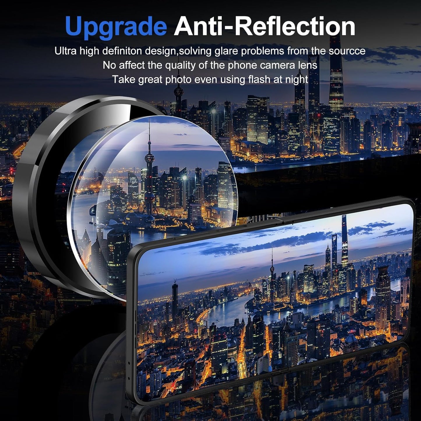 for Samsung Galaxy Z Flip 7 Camera Lens Protector, Individual Metal Ring Tempered Glass Lens Cover, [Strong Adsorption] Scratch Resistant Ultra-Thin HD Clear Lens Cover, 1 Set-Black Ring