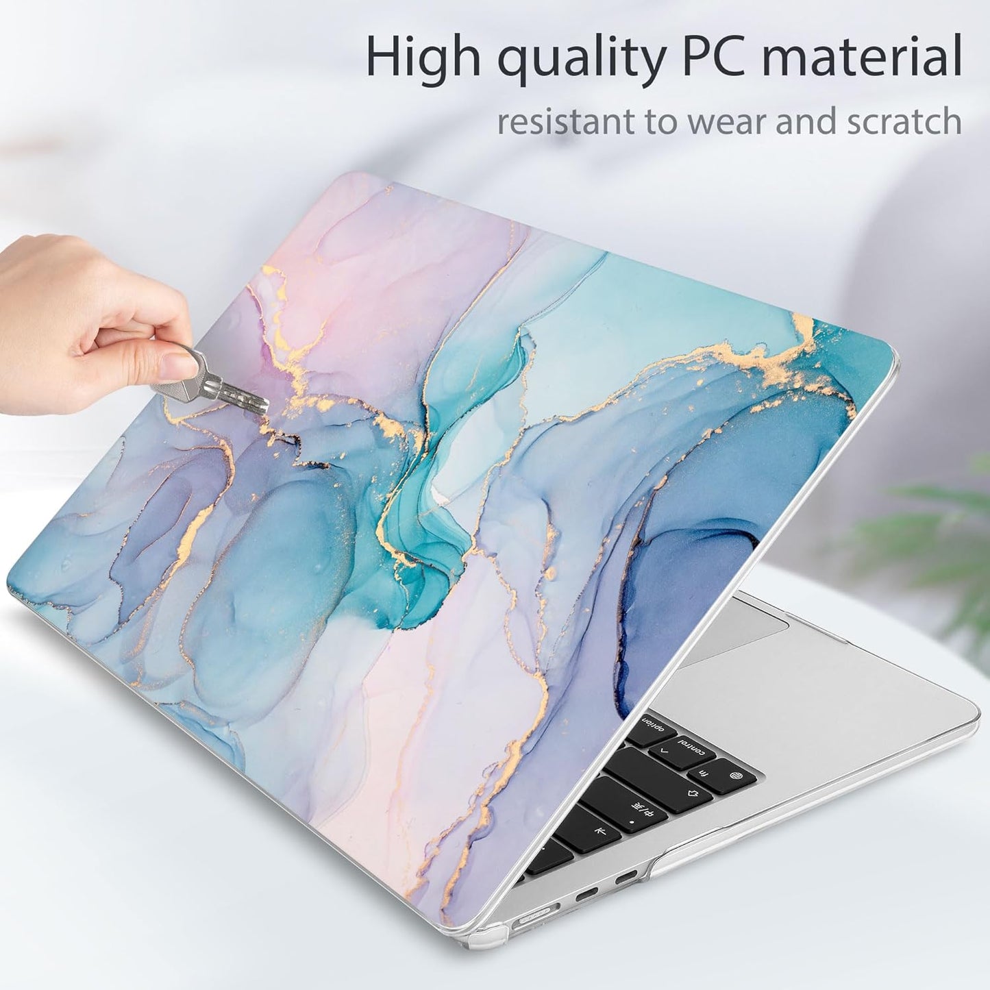 May Chen for MacBook Air 13.6 inch Case A3240 M4 A3113 M3 A2681 M2 with Retina Dispaly, 2025 2024 2023 2022 Release, Plastic Hard Shell Case with Screen Protector & Keyboard Cover, Gentle Marble