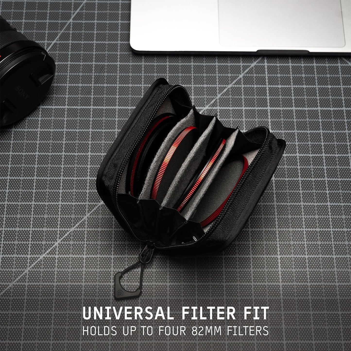 WANDRD Lens Filter Case - Store 4 Filters in Your Camera Backpack or Camera Case, Protect Photography Accessories from Scratches, Dust & Impact (Black)
