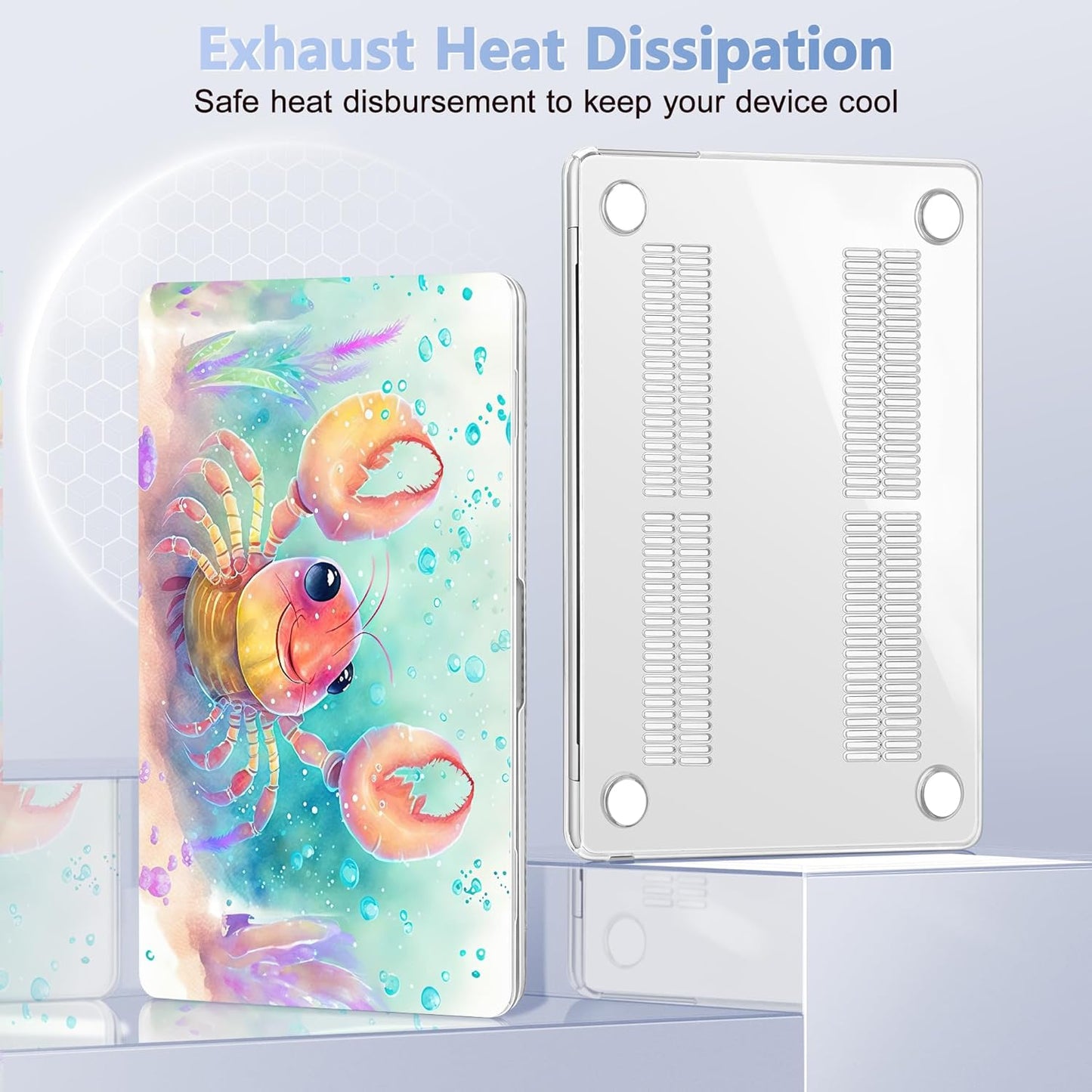 Case for MacBook Air 15 Inch 2025 2024 2023 Release M4 A3241 M3 A3114 M2 A2941, Hard Shell with Screen Protector & Keyboard Cover, Compatible with Touch ID, Shrimp