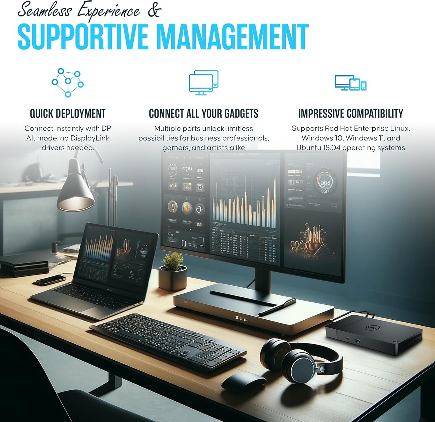 WD19DCS Dell Docking Station USB C - Dual Monitor Docking Station with 240W, HDMI Cable, DisplayPort Cable & Microfiber Cleaning Cloth - Performance Dock Station (Renewed)