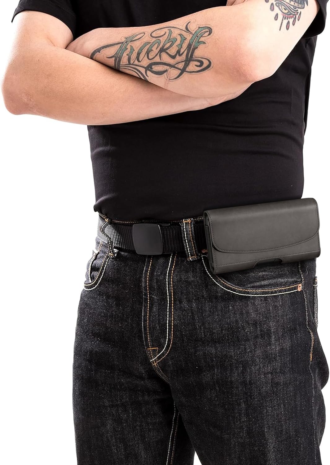 Holster for iPhone 16 16e Pro 15 14 13 12 11 10 XR XS X, Samsung Galaxy S25 S24 S23 S22 S21 S20 5G - Cell Phone Belt Holder Case with Clip - ID Card Magnetic Pouch for Men, Pewter Small