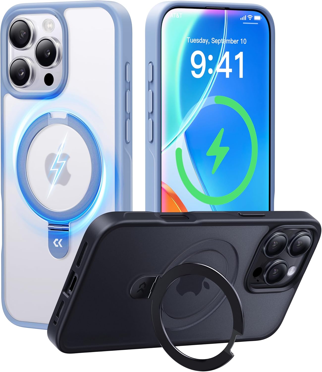 CASEKOO Designed for iPhone 16 Pro Max Case with Magnetic Invisible Stand [Military Drop Protection] [Compatible with MagSafe] Shockproof Slim Translucent Matte Promax Case 6.9 Inch, Light Blue