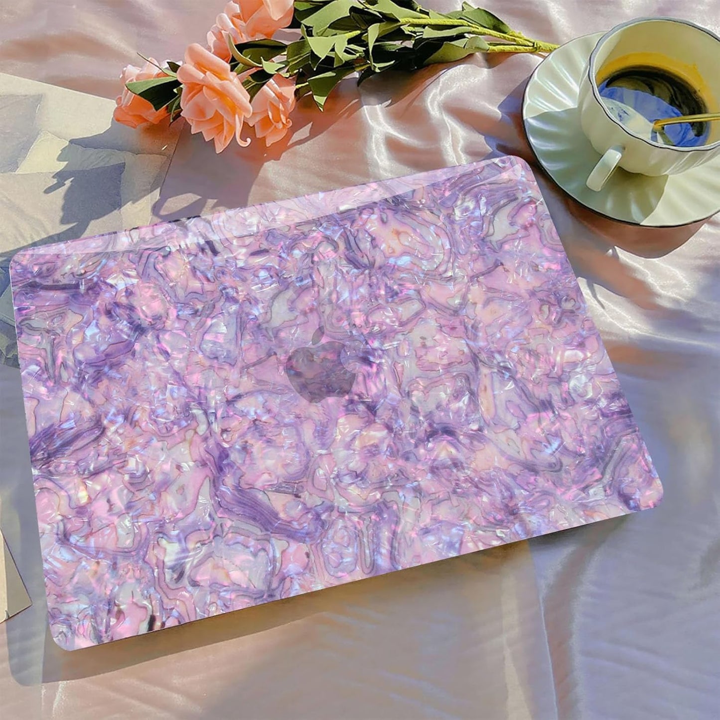 B BELK Compatible with MacBook Air 13 inch Case 2025 2024 2023 2022 M4 M3 M2 A3240 A3113 A2681, Plastic Hard Shell +Keyboard Cover +Screen Protector for MacBook Air 13.6 inch Case, Shiny Purple Pearl