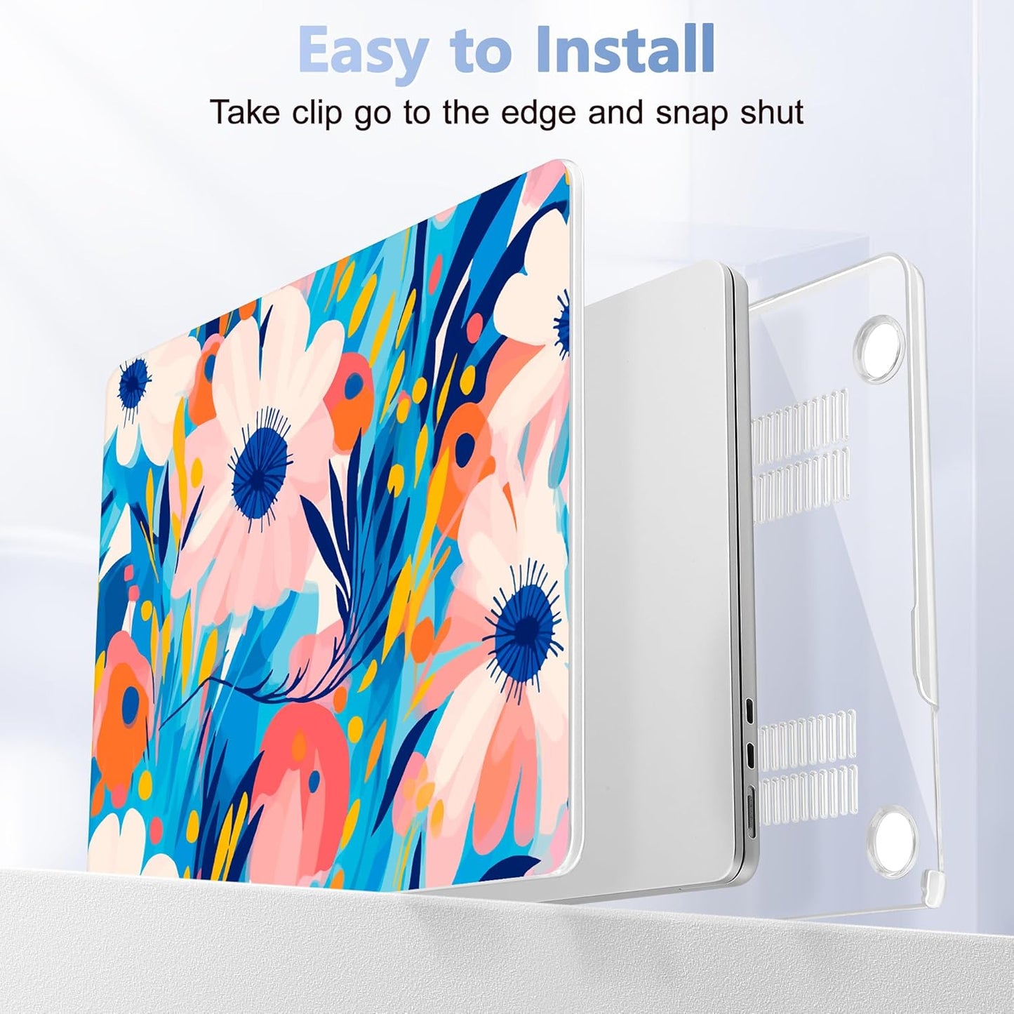 Case for MacBook Air 15 Inch 2025 2024 2023 Release M4 A3241 M3 A3114 M2 A2941, Hard Shell with Screen Protector & Keyboard Cover, Compatible with Touch ID, Ornament