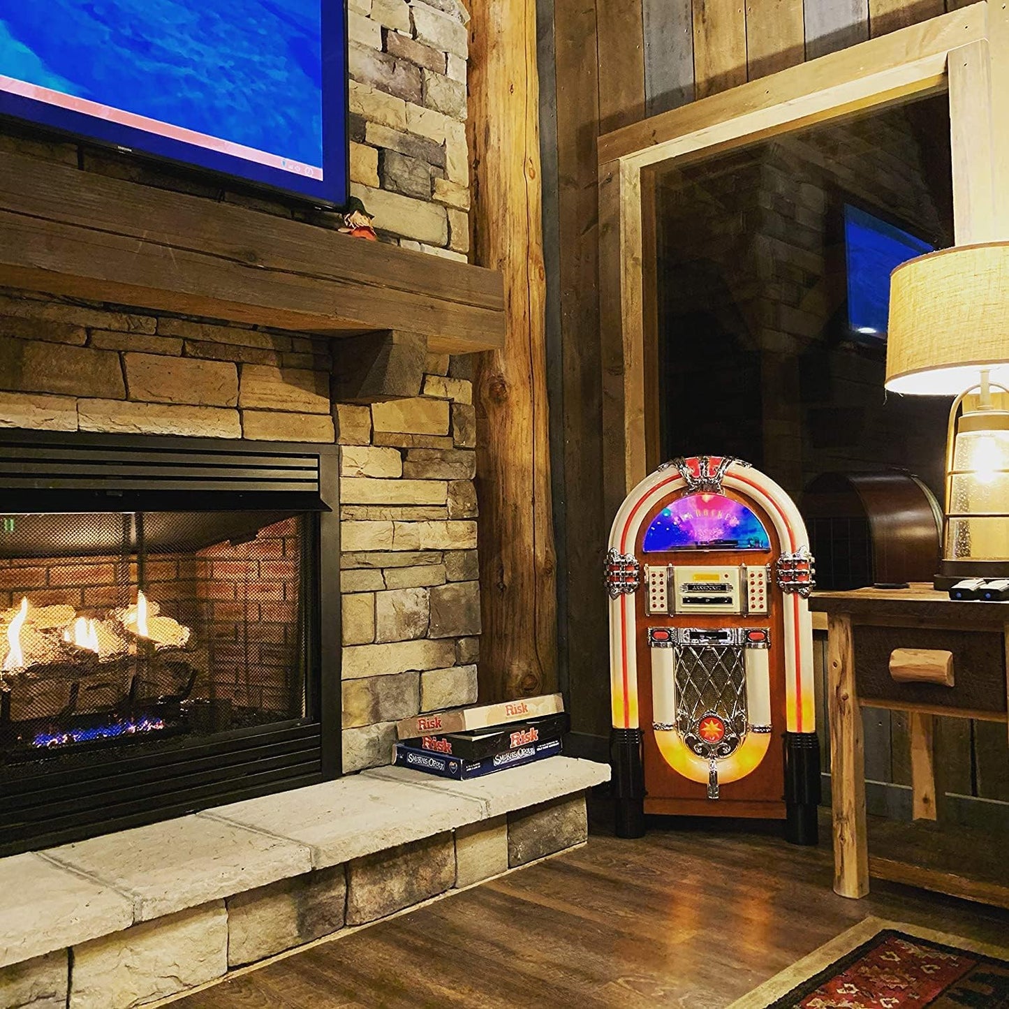 Arkrocket Full Size Jukebox Vinyl Record Player Bluetooth USB SD CD Player Radio Retro Turntable Classic Jukebox (Taurus - Classic)