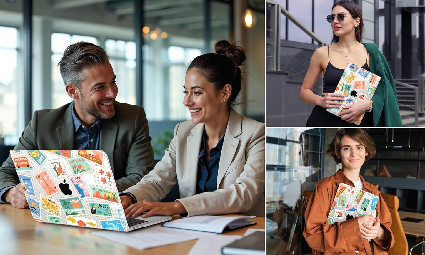 DONGKE for M4 MacBook Pro 16 Inch Case 2024 2023 2021 A3403 A3186 M3 A2991 M2 A2780 M1 A2485 Pro/Max Chip, Plastic Hard Shell Case & Keyboard Cover for Mac Pro 16 with Touch ID, Post Stamps