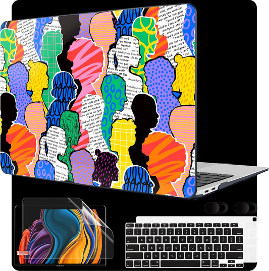 MEEgoodo for MacBook Air 13 inch Case 2021 2020 2019 2018 Released A2337 M1 A2179 A1932 with Touch ID, Plastic Shell & Keyboard Cover Compatible with MacBook Air Case 13.3, Diverse People Abstract Art