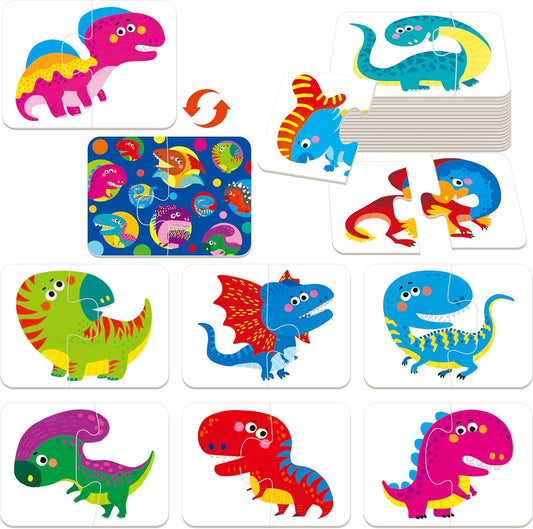 48 Dinosaurs Matching Puzzles with Error-Correction, Self-Correcting Puzzle Match Game Educational Matching Puzzles for Toddlers Kindergarten, Dinosaur-Themed Learning Games Toys for 3 Years Old