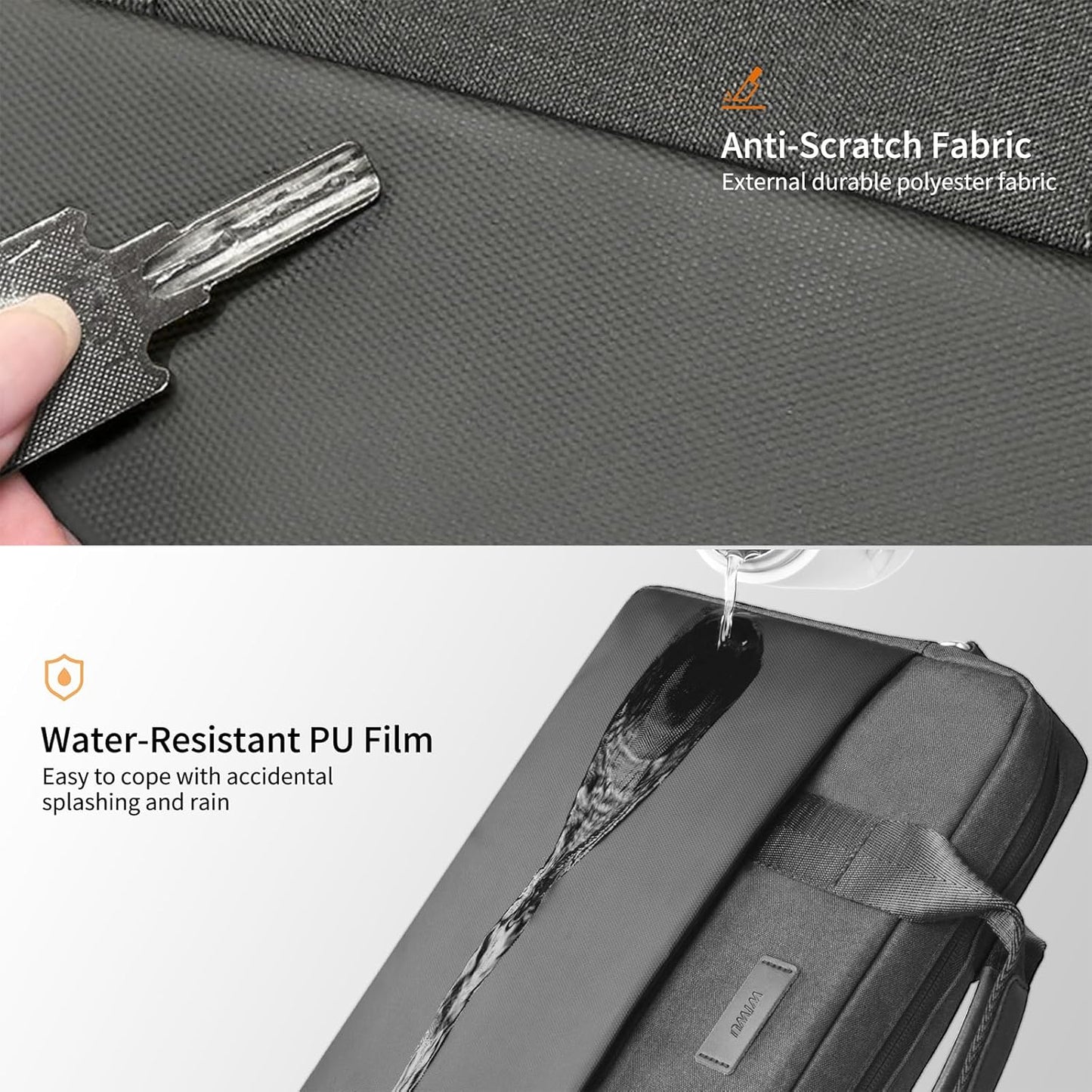 WIWU 14 Inch Laptop Bag for Men Women, Water-Resistant Laptop Case with Shoulder Strap Messenger Work Bag for Business Travel Compatible with MacBook Air Pro/Dell XPS/HP Envy/Microsoft Surface(Grey)