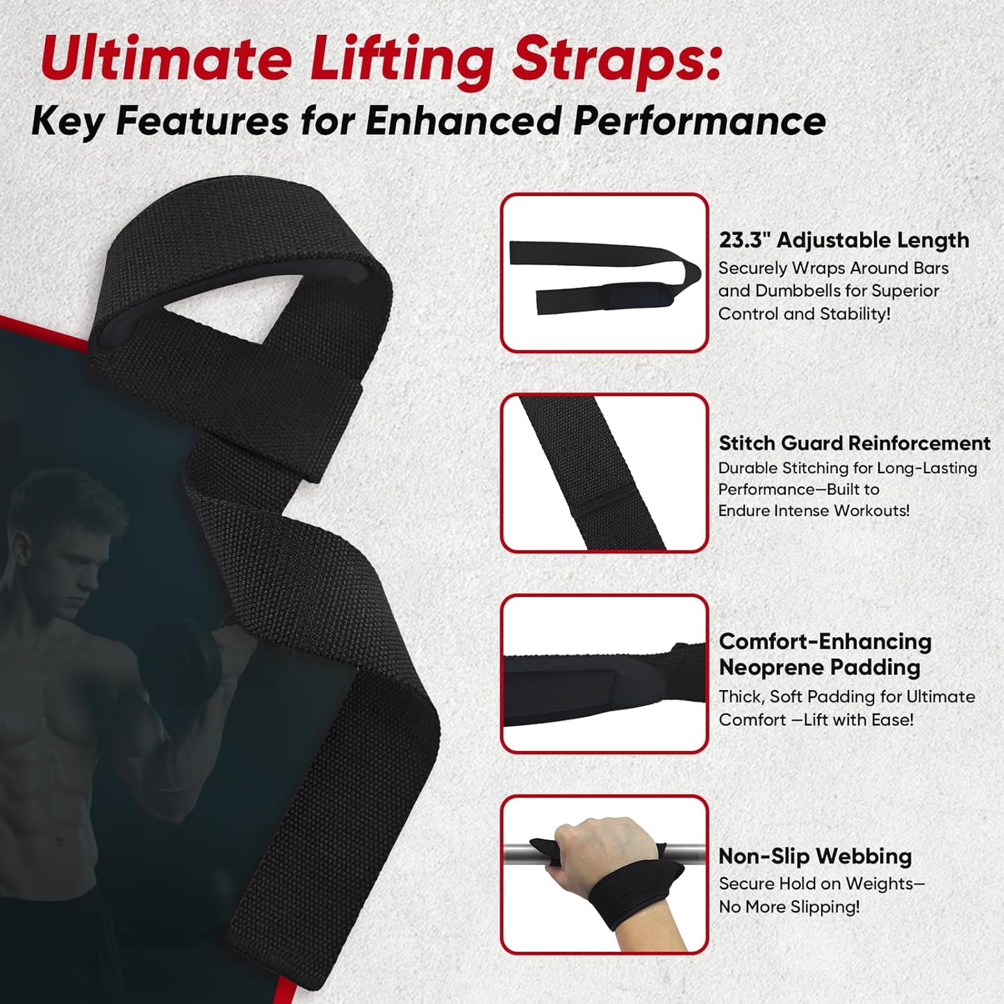 FitBeast Aluminum Exercise Handles & Lifting Straps Set - Replacement Gym Handles for Cables Machine, Pulley System, Strength Trainer, Pull Down Workout Handles, Pilates, Home Gym Cable Attachments