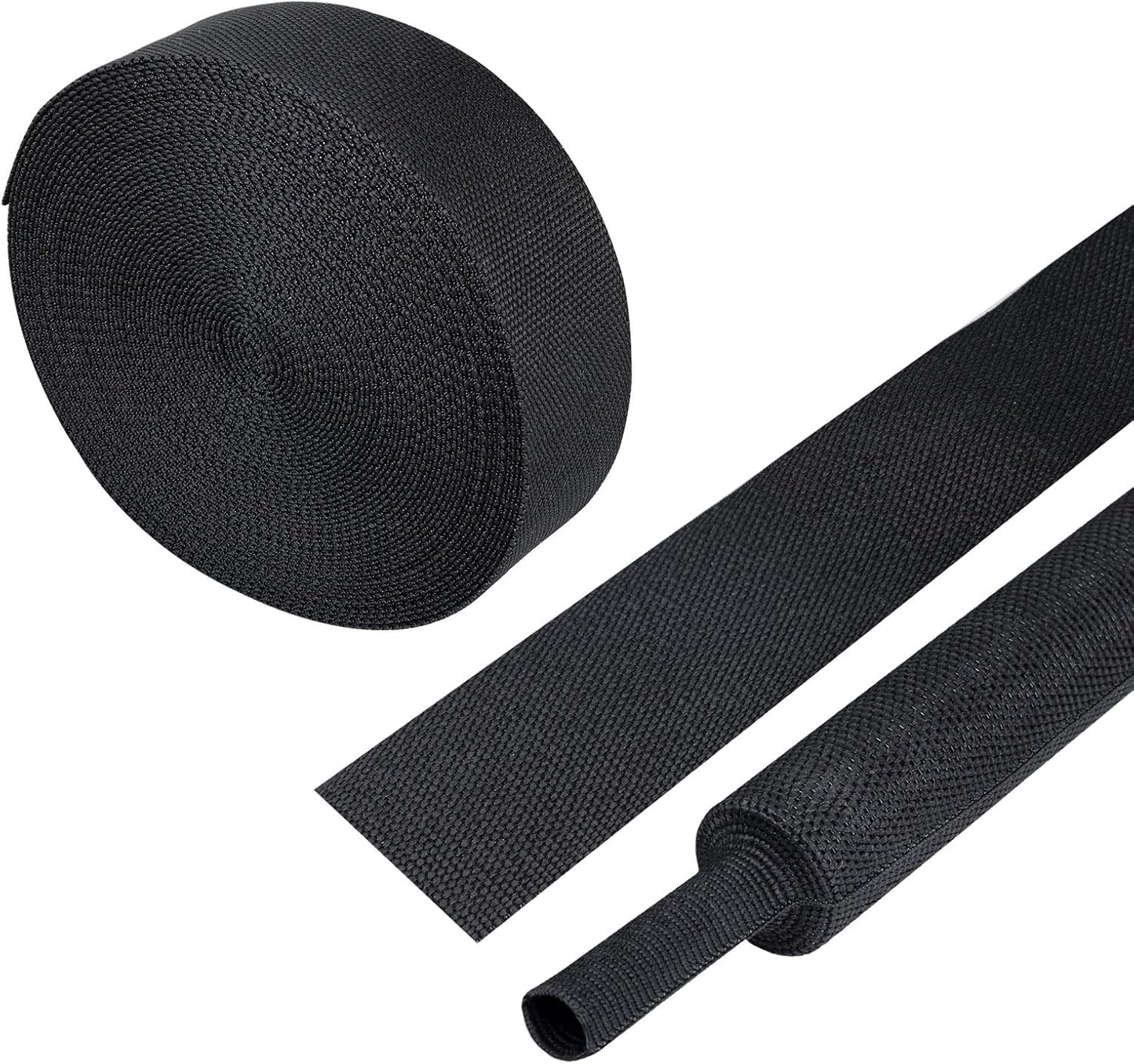 Heat Shrinkable Braided Sleeving 2:1 Ratio- Abrasion Protection Flexibility Wiring Harness Cable Sheath (1" ID, 12ft)