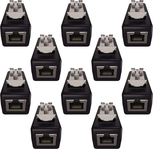 Ethernet Surge Protector (10 pack) PoE+ Gigabit (with DIN rail mount option) Gas Discharge Tube for Full Protection - RJ45 Lightning Suppressor - LAN Network CAT5/CAT6 Thunder Arrestor - Tupavco TP309