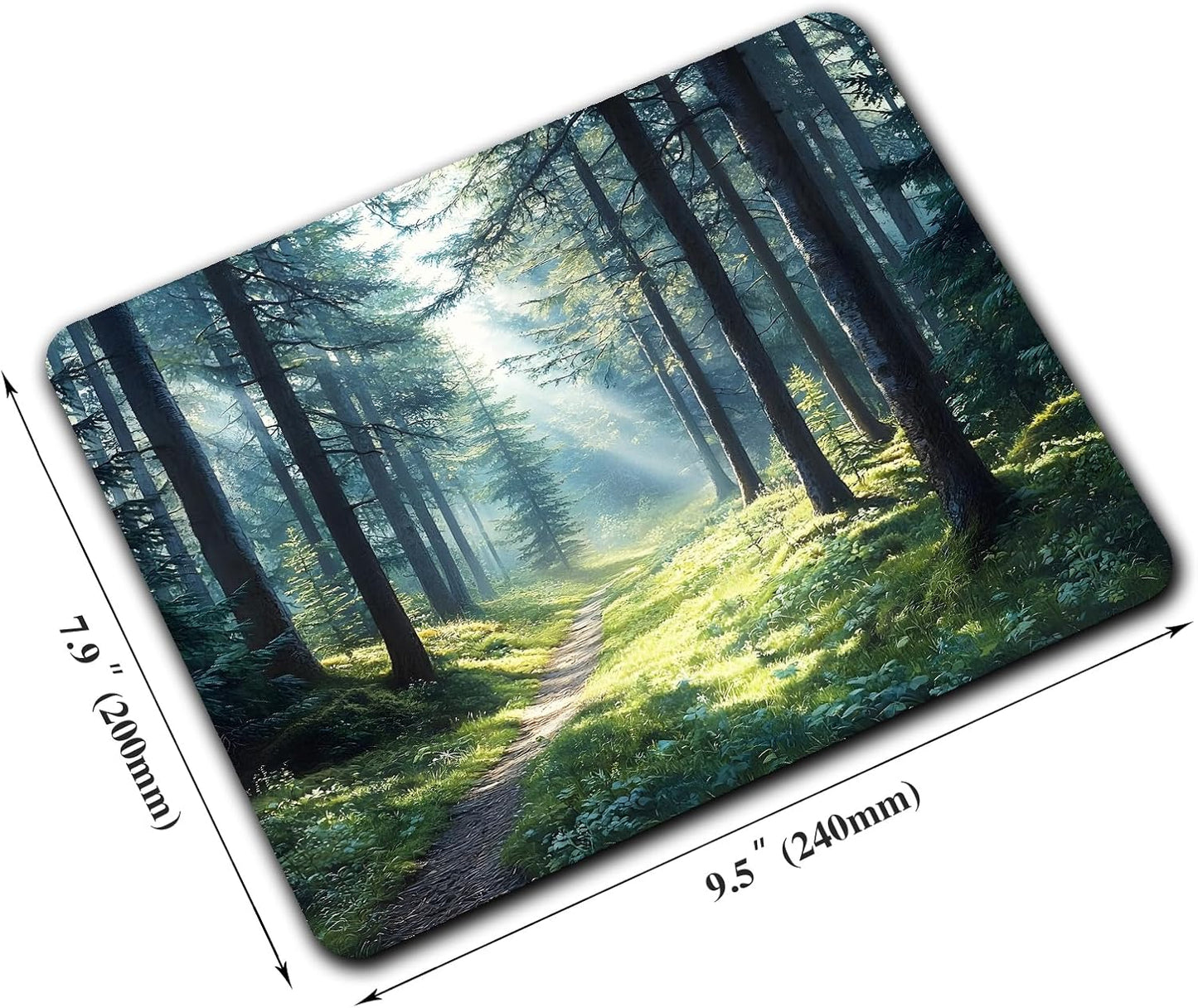 Aesthetic Natural Forest Custom Mouse Pad with Non-Slip Rubber, Small Square Design for Wireless Laptop & Computer Mouse Pads for Desk, 9.5 x 7.9 inch Smooth Surface for Gaming & Office