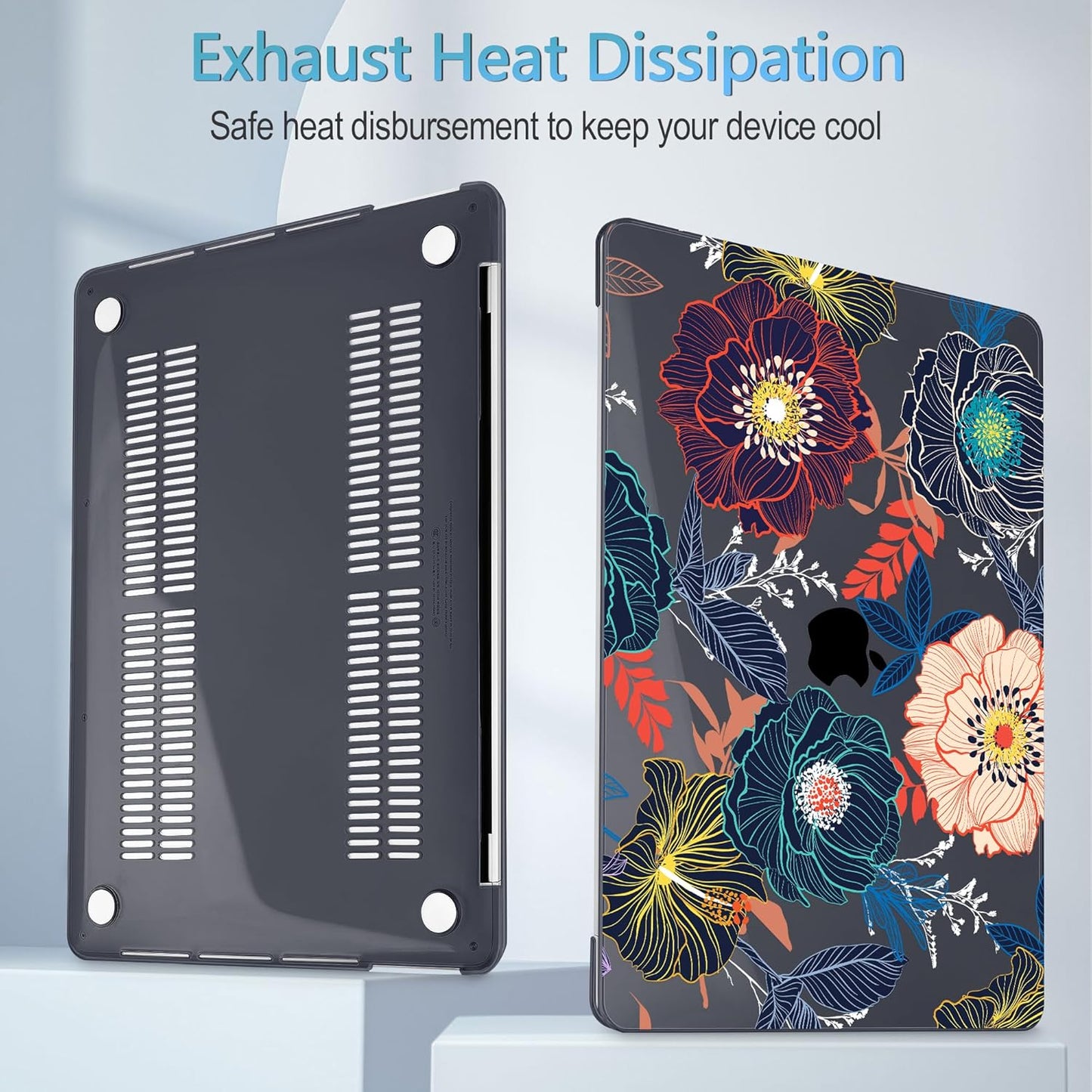 Mektron for MacBook Pro 16 inch A2141 Case 2020 2019 Release with Retina Display & Touch Bar & Touch ID, Plastic Hard Shell Cover Keyboard Skin Screen Protector Dust Plug，Dahlia Flowers