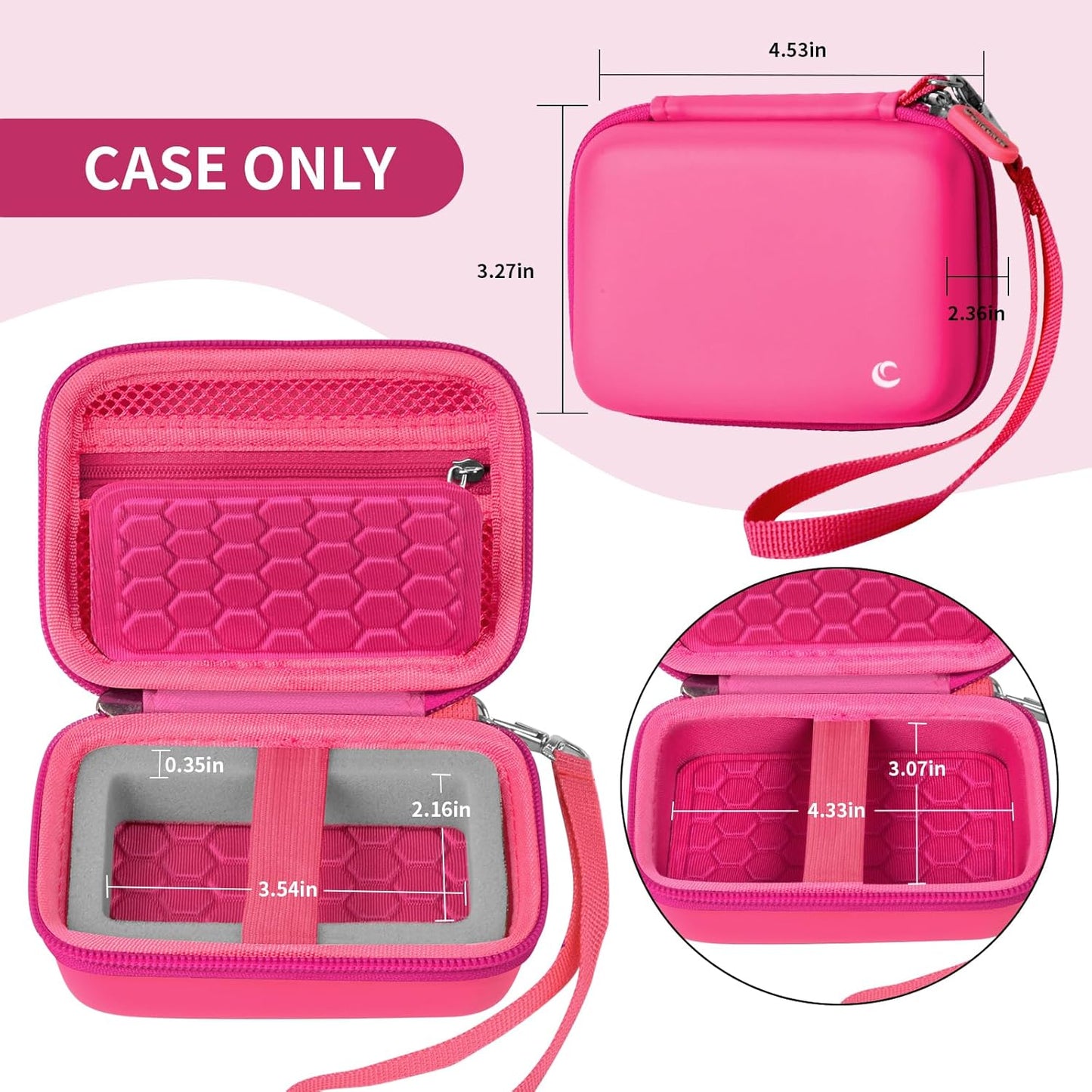 Carrying & Protective Case for Digital Camera, AbergBest 21 Mega Pixels 2.7" LCD Rechargeable HD/Kodak Pixpro/Canon PowerShot ELPH 180/190 / Sony DSCW800 / DSCW830 Cameras for Travel - Bright Pink
