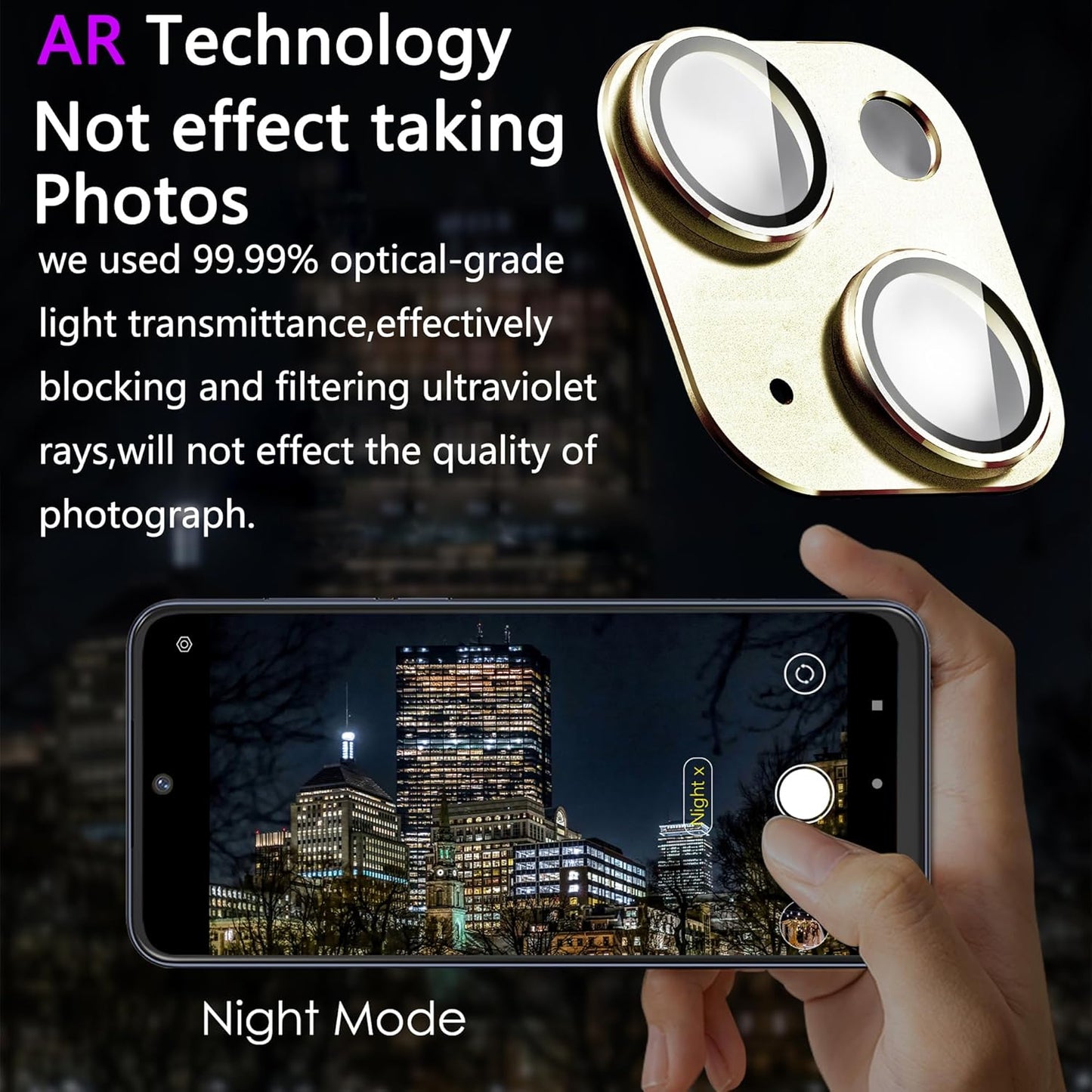 2 Pack Camera Lens Protector for iPhone 15 / iPhone 15 Plus,[Not Easy to Breakn ] AR Tempered Glass Strong Adsorption Metal Camera Cover Screen-yellow