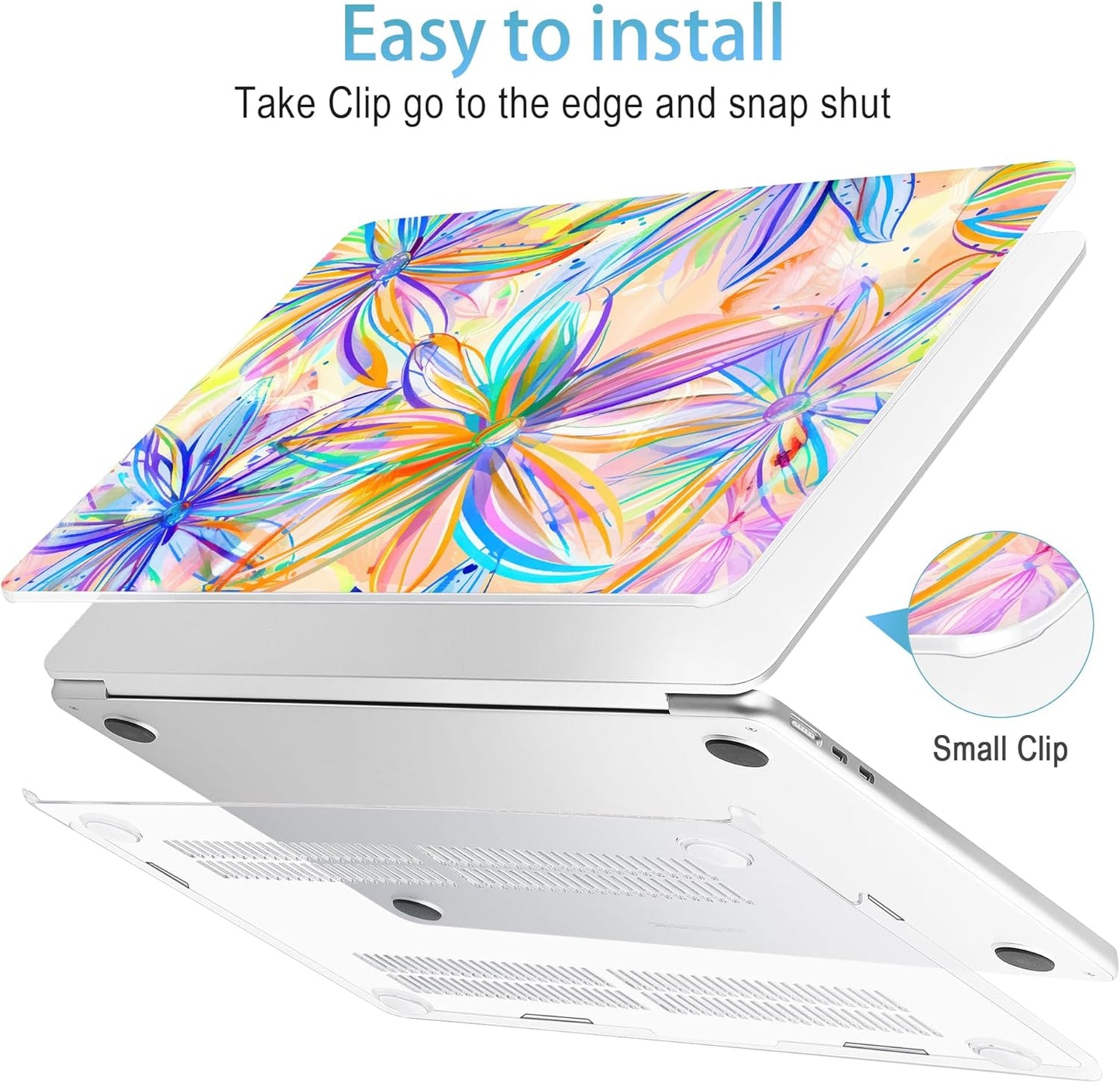 Mektron for 2025 M4 MacBook Air 13.6 Inch A3240 Case Fits 2023 A2681 M2 2024 A3113 M3 Chip with Liquid Retina Display, Printed Plastic Hard Shell Cover for MacBook Air 13.6", Watercolor FlowerC328