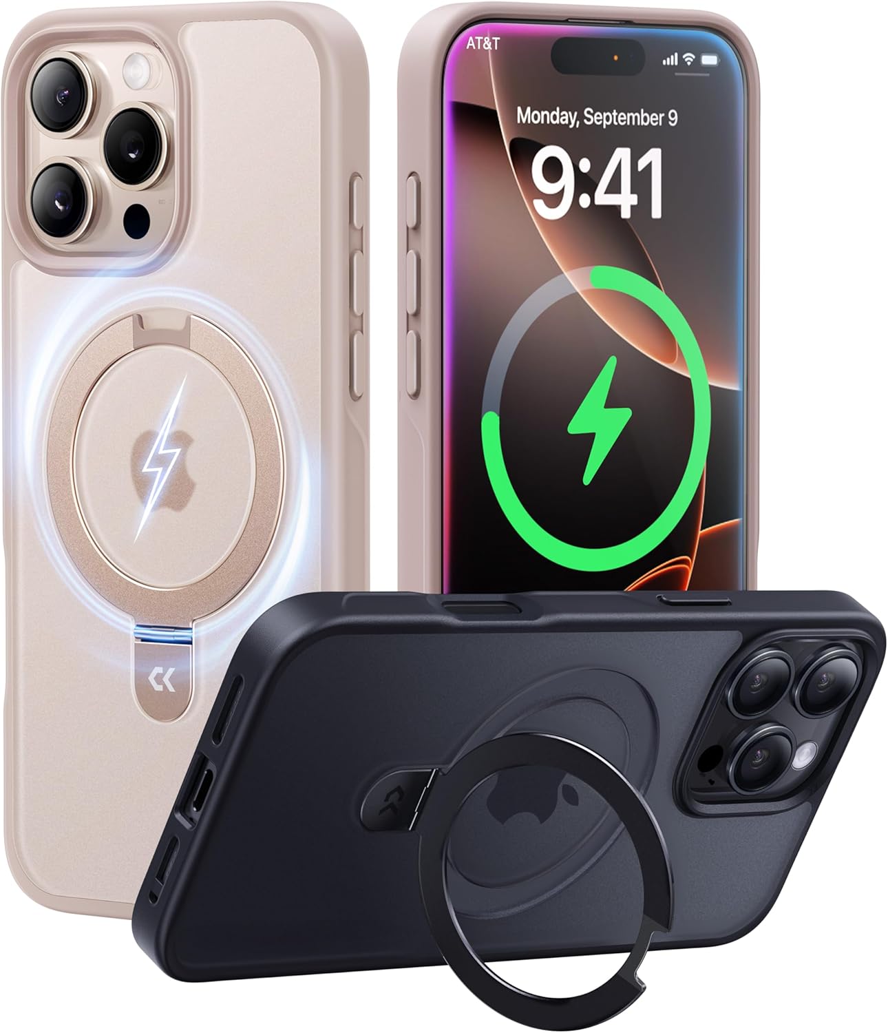 CASEKOO Designed for iPhone 16 Pro Max Case with Magnetic Invisible Stand [Military Drop Protection] [Compatible with MagSafe] Shockproof Slim Translucent Matte Promax Case 6.9 Inch, Desert Gold