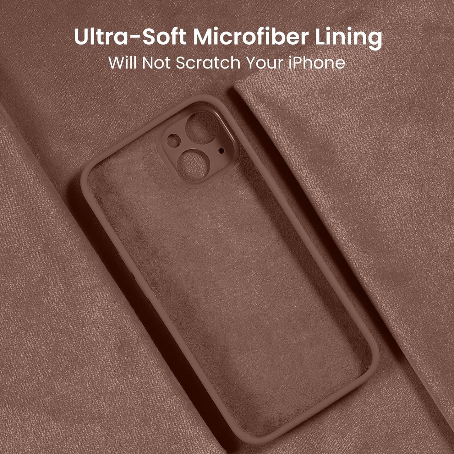 FireNova Designed for iPhone 15 Plus Case, Silicone [Camera Protection] Case with [2 Screen Protectors], Soft Anti-Scratch Microfiber Lining Inside, 6.7 inch, Light Brown