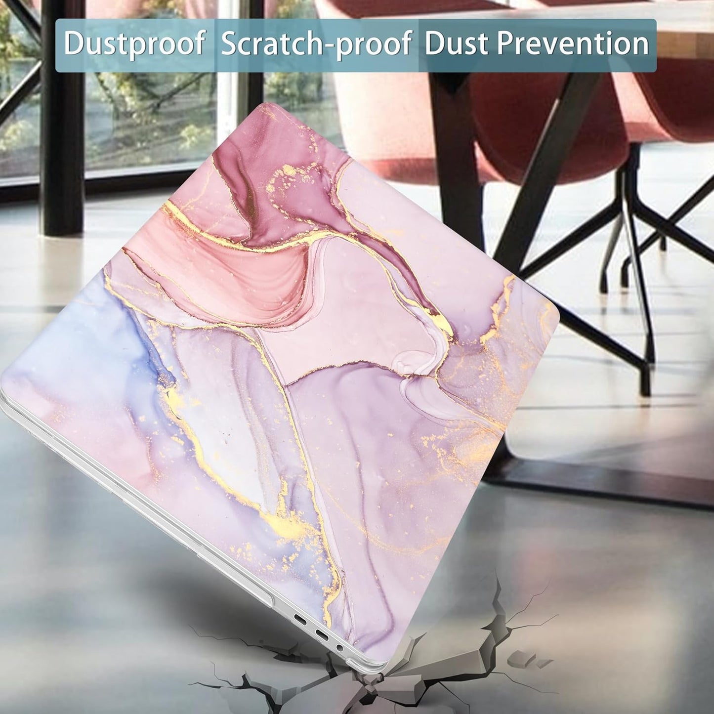 Mektron Case for MacBook Pro 16 inch A2141, Pink Marble Clear Hard Shell Cover 2020 2019 Pro 16-inch with Touch bar & Touch ID w/Keyboard Cover Skin Screen Protector Dust Plug