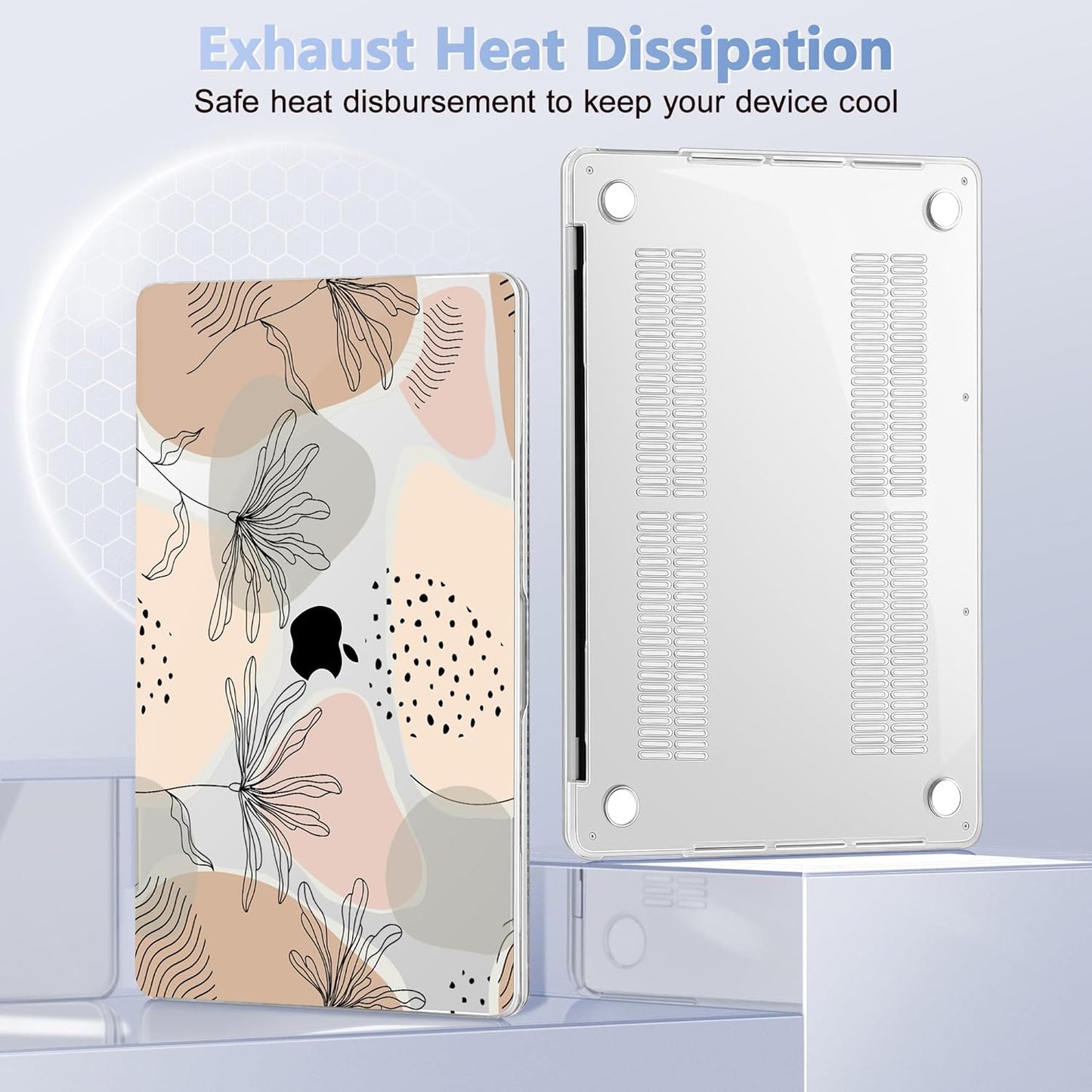 May Chen Compatible with MacBook Pro 13 inch Case 2022 2021 2020 Release Models A2338 M2 M1 A2251 A2289, Hard Hard Shell Case with Keyboard Cover for MacBook Pro 13 inch, Flowers and Leaves