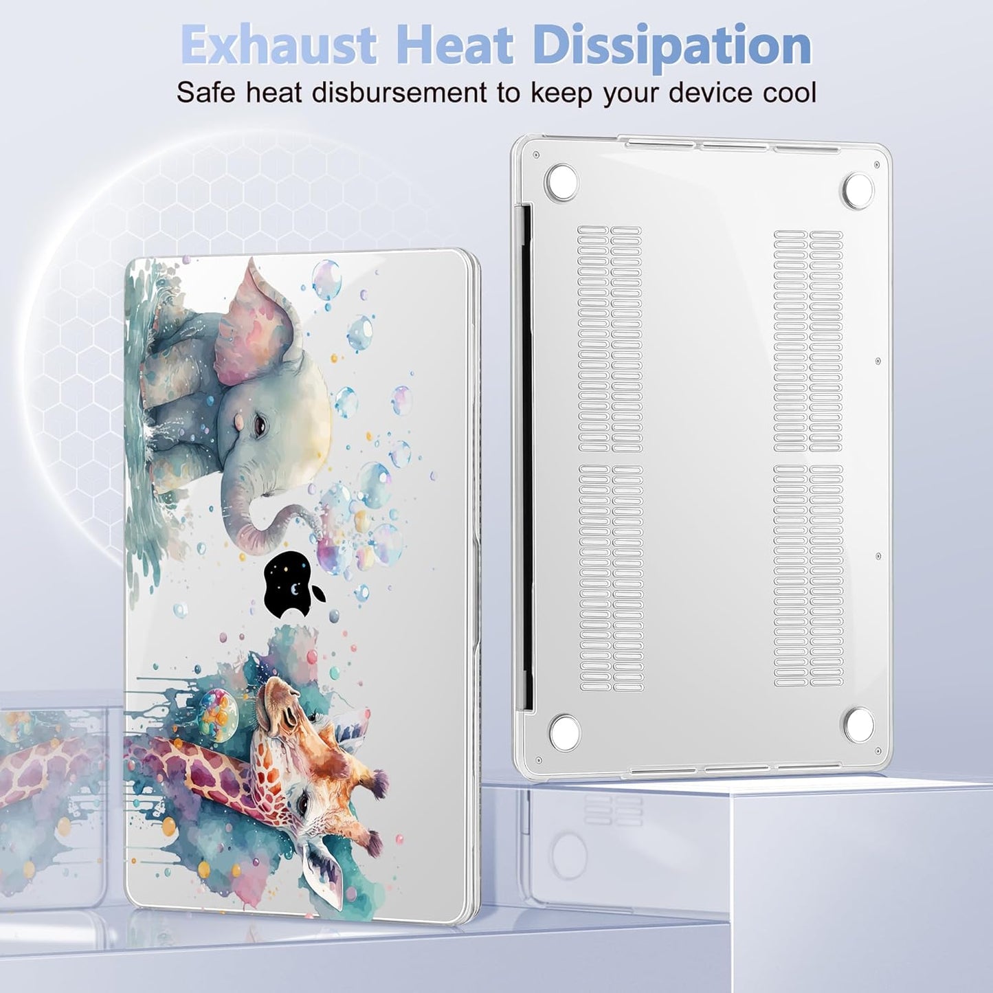 MacBook Pro 16 inch A2141 Case 2019 2020, Plastic Hard Shell Cover with Keyboard Cover & Screen Protector, Elephant & Giraffe