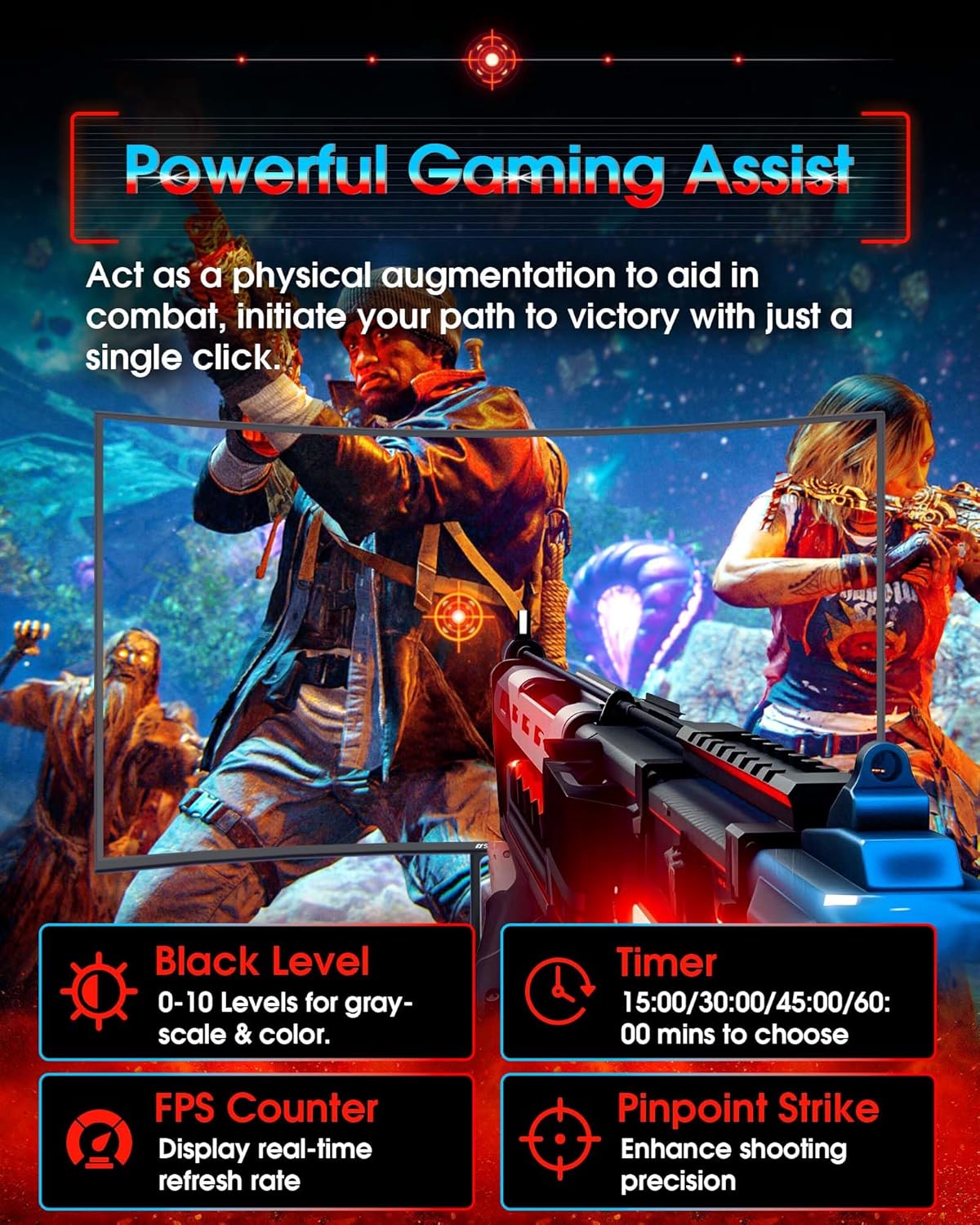 SANSUI 27 Inch Curved 240Hz Gaming Monitor FHD 1080P, 1500R Curve Computer Monitor, 130% sRGB, 4000:1 Contrast, HDR, FreeSync, MPRT 1Ms, Low Blue Light, HDMI DP Ports, Metal Stand, DP Cable Incl.