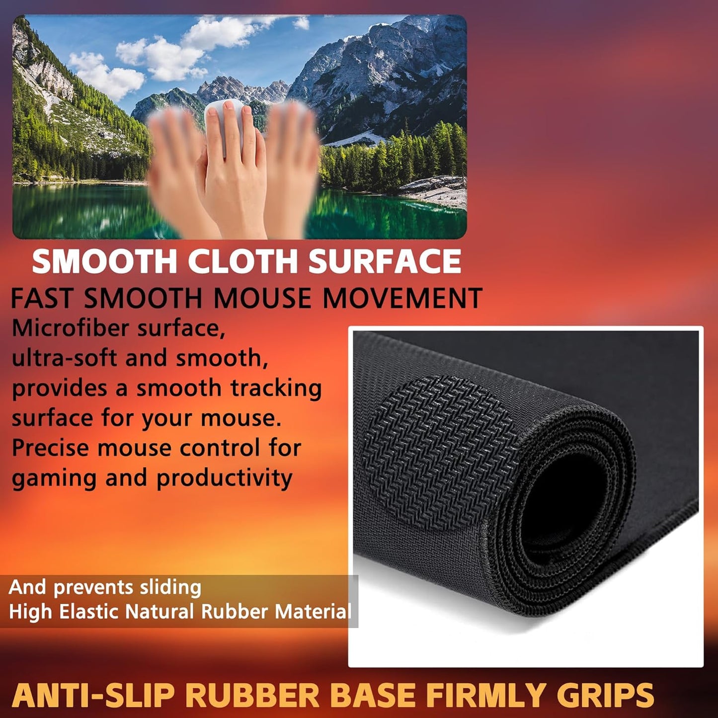 Desk Mat, Lake Mountain Landscape Desk Pad, The Alps Large Gaming Mouse Pad for Desk, 31.5"x15.7" Extended Big Computer Keyboard Mouse Pad with Non-Slip Base and Stitched Edge