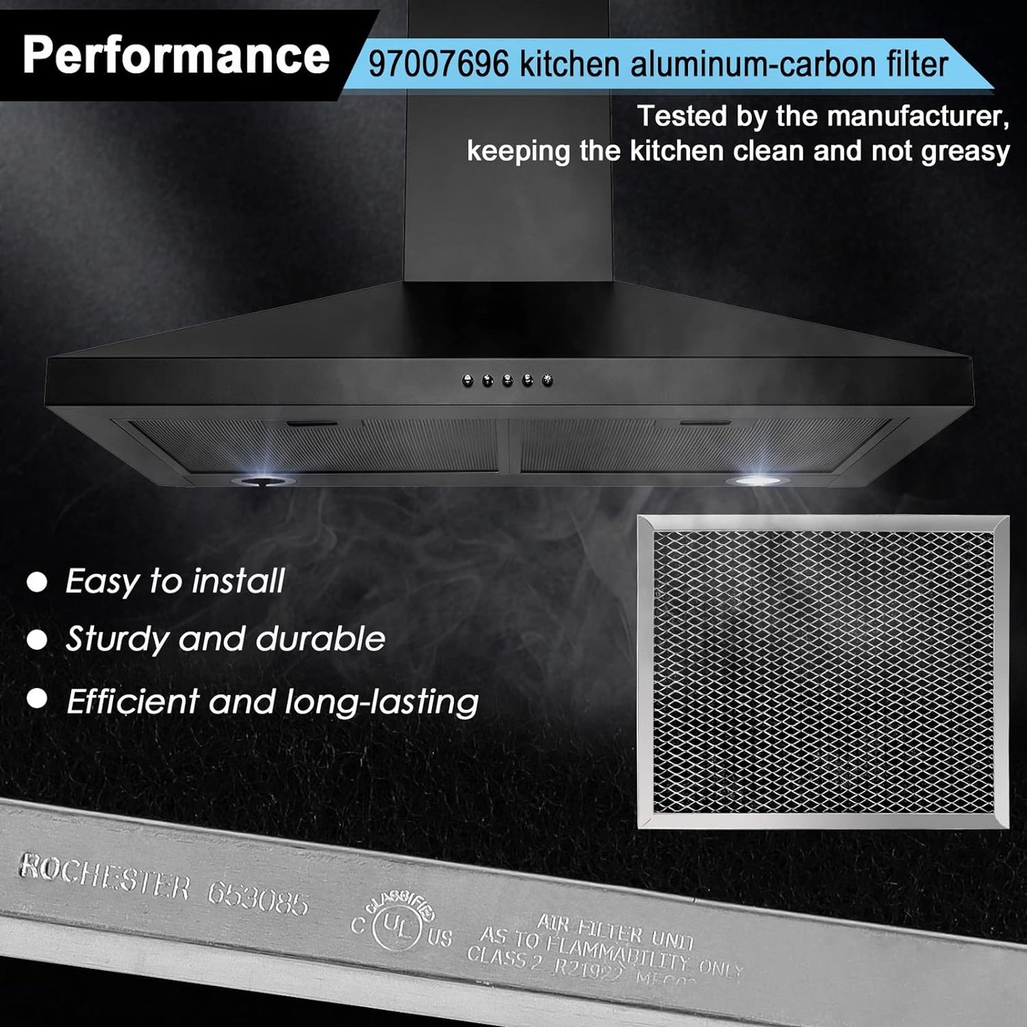 97007696 41F Grease Filter fit for B-roan Nu-tone Range Hood 8-3/4" x 10-1/2" Aluminum Mesh Charcoal Filter Compatible with Most Brand Stove Vents -2 PACKS by Fetechmate