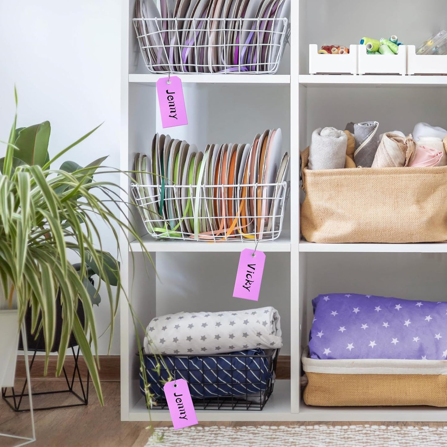 100 Plastic Shipping Tags - Waterproof, Durable, Light Purple, 4 3/4" x 2 3/8"